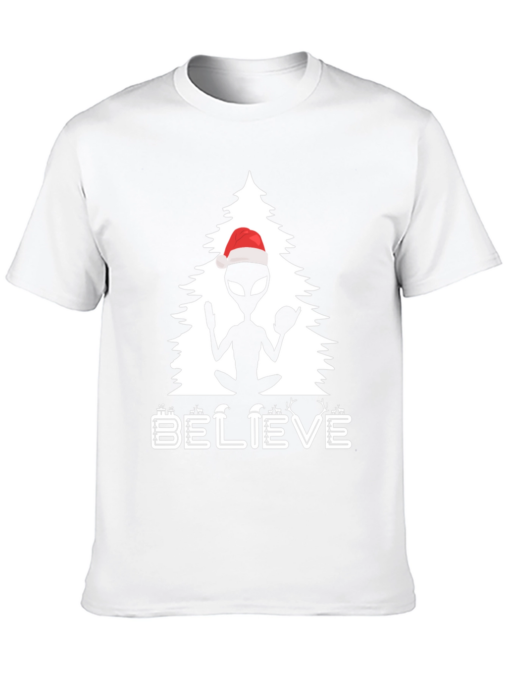 Believe Alien Christmas Tree Graphic Tee