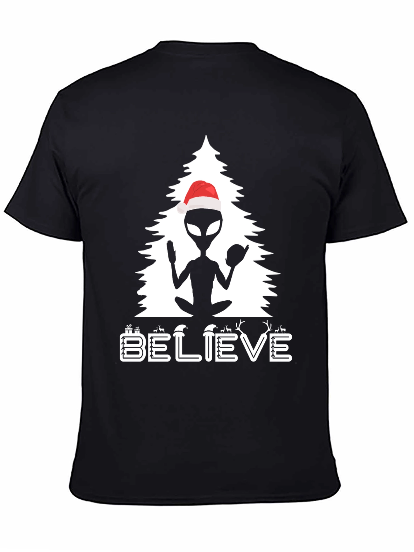 Believe Alien Christmas Tree Graphic Tee