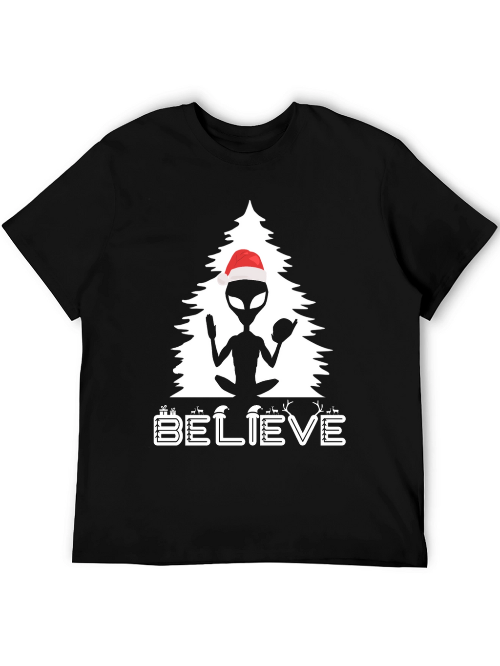 Believe Alien Christmas Tree Graphic Tee