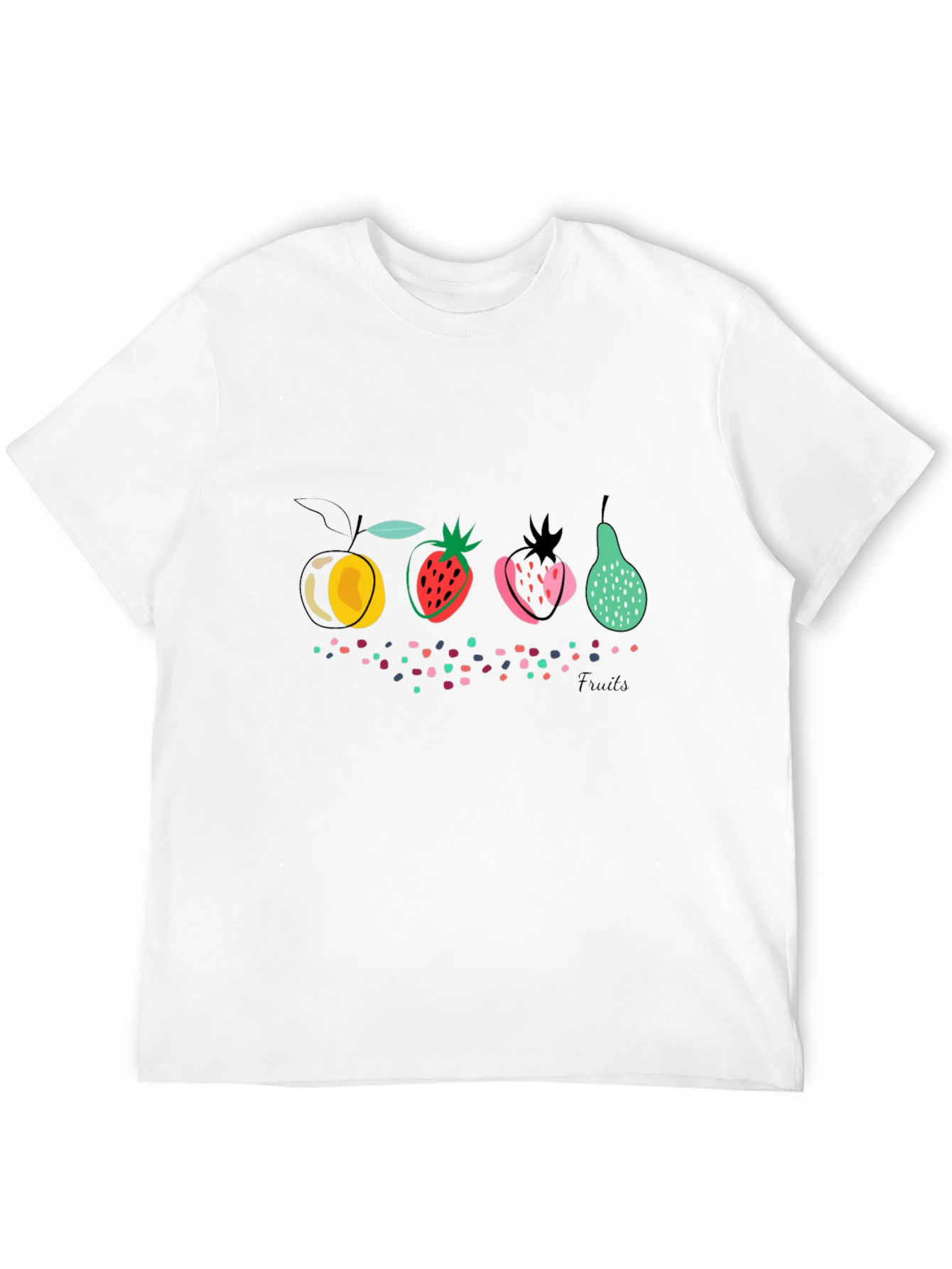 Abstract Fruit Graphic Black T-Shirt