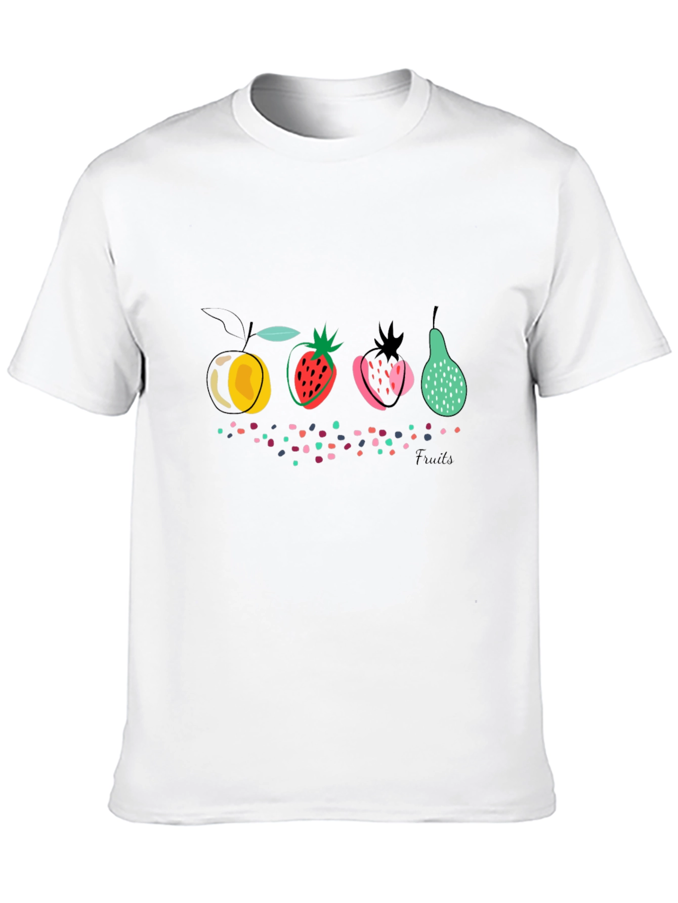 Abstract Fruit Graphic Black T-Shirt