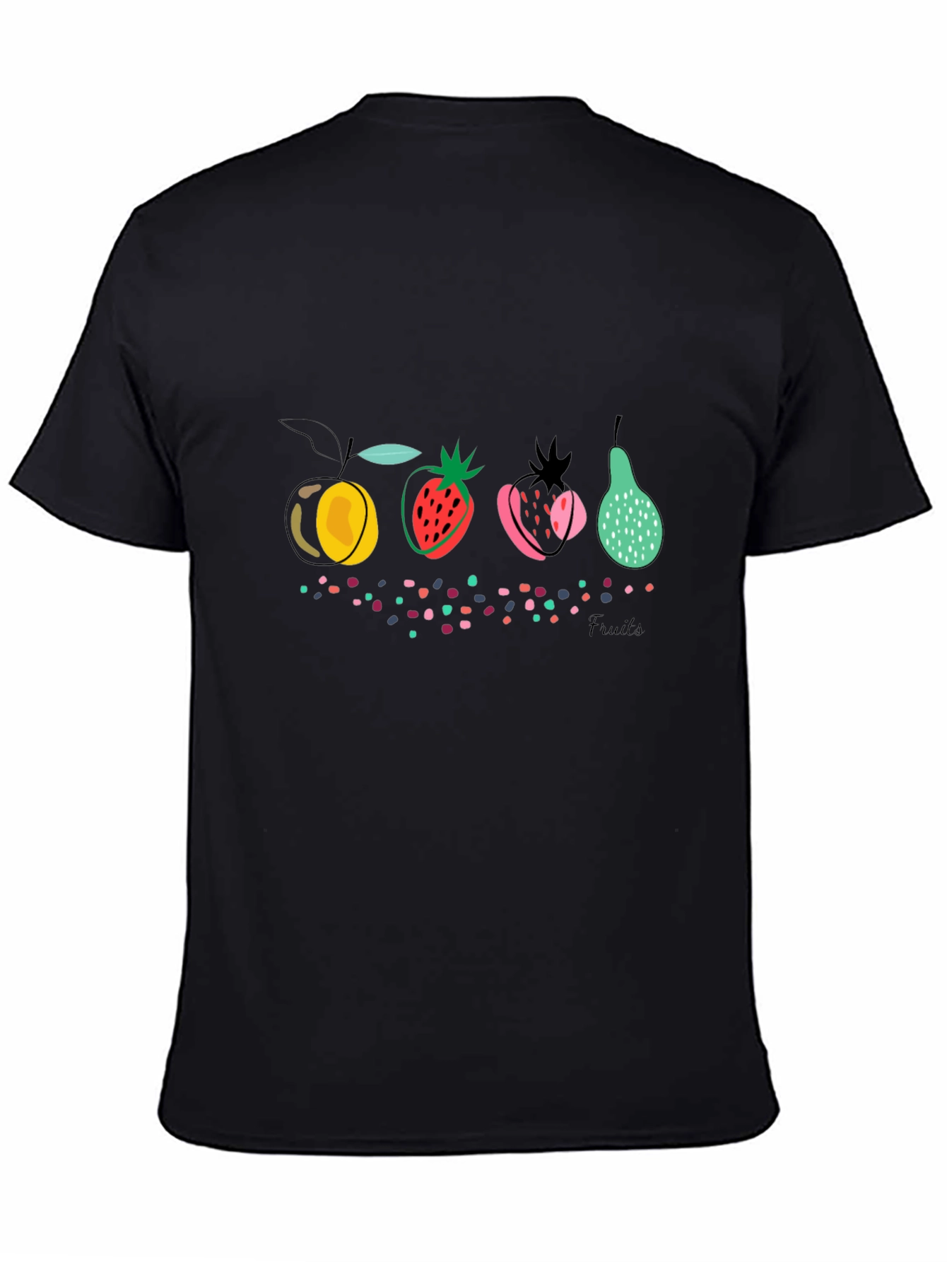 Abstract Fruit Graphic Black T-Shirt