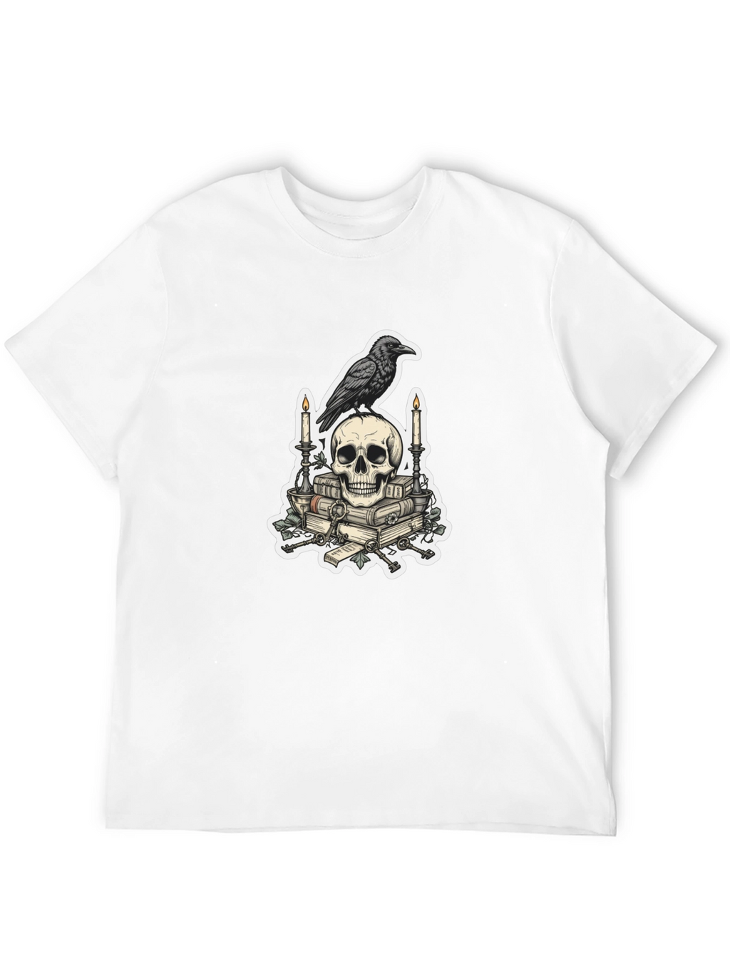 Raven Skull Graphic Tee - Edgy Gothic Style