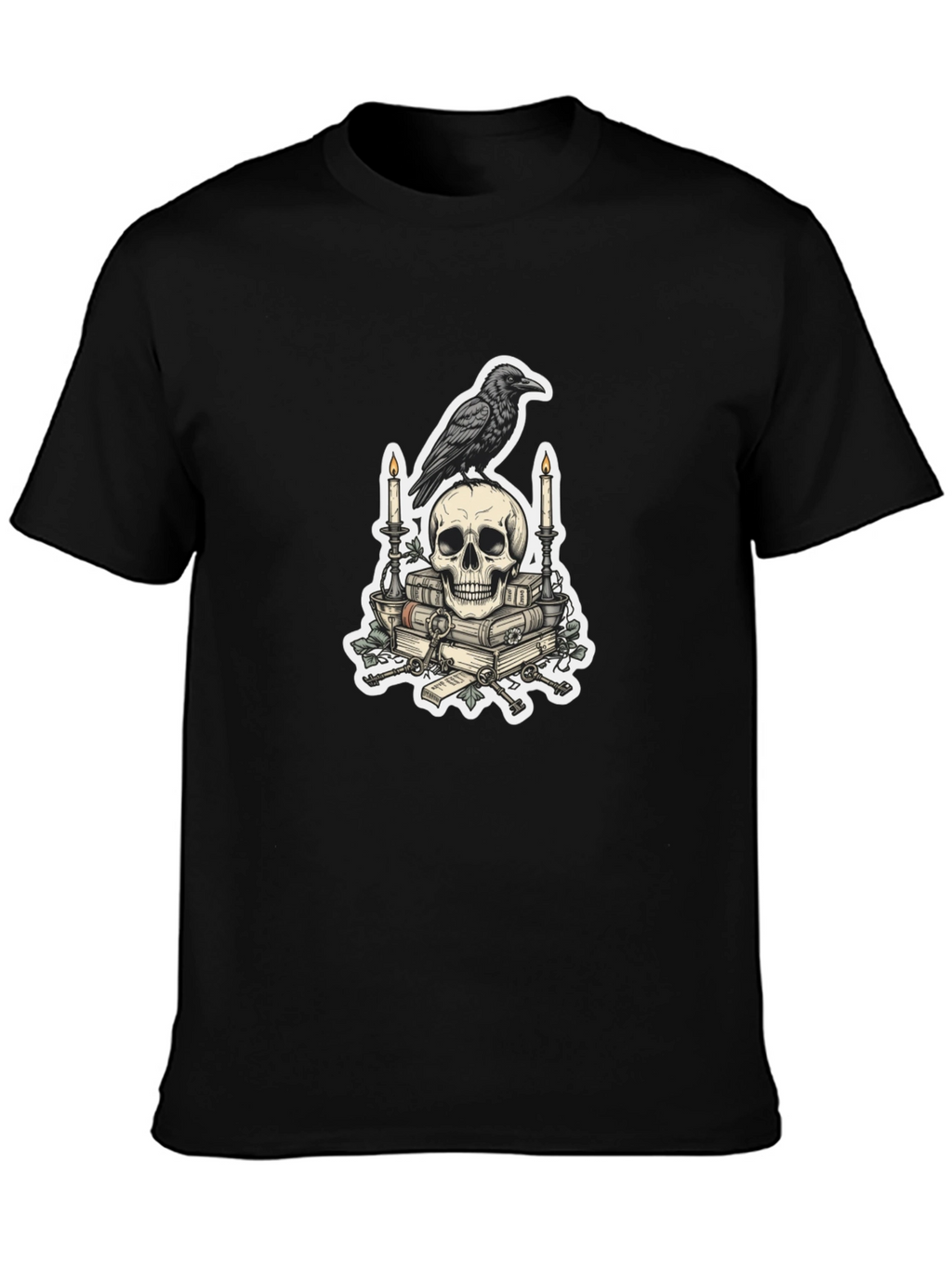Raven Skull Graphic Tee - Edgy Gothic Style
