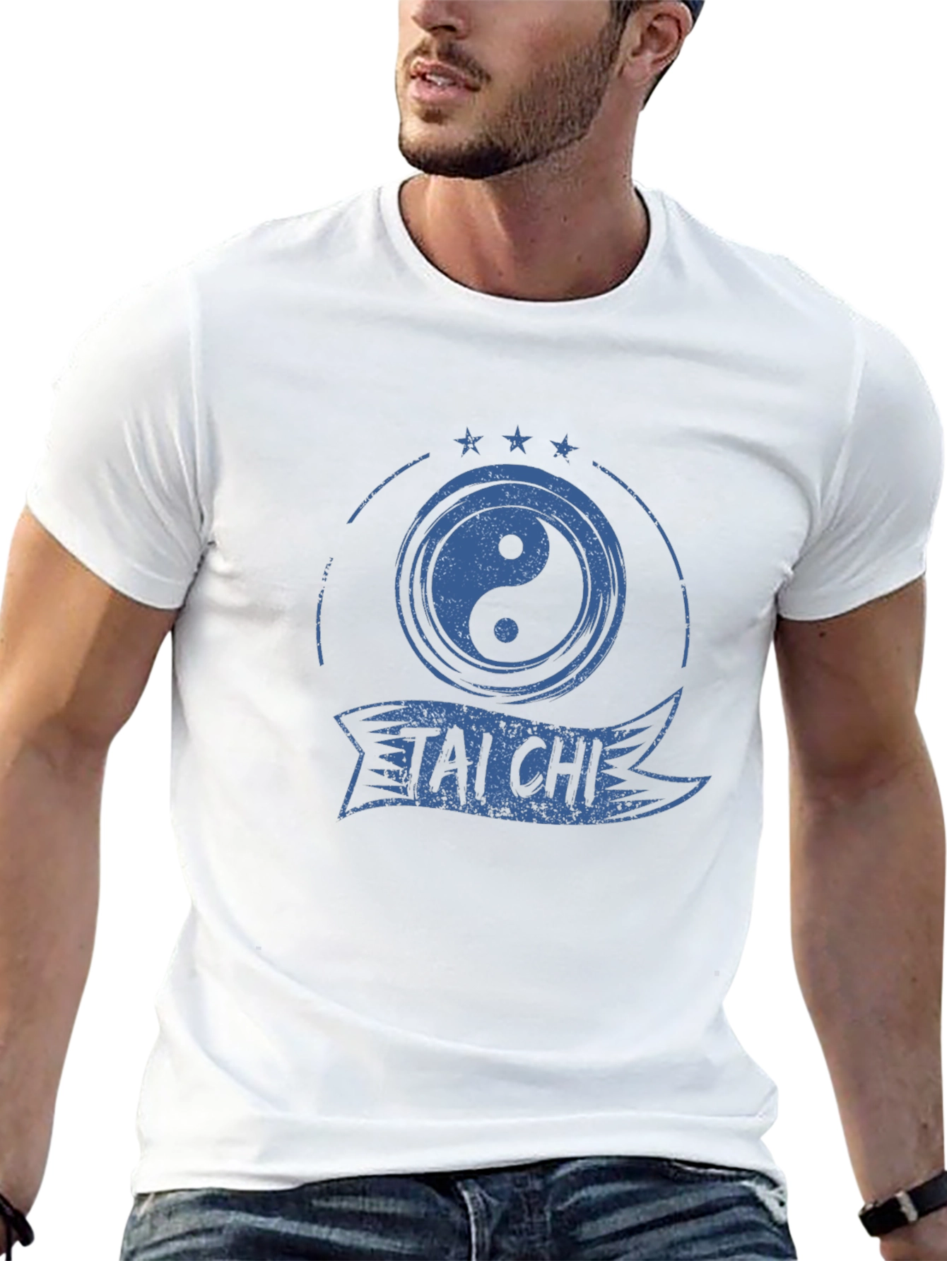 Tai Chi Yin Yang Graphic Tee - Black Cotton Blend