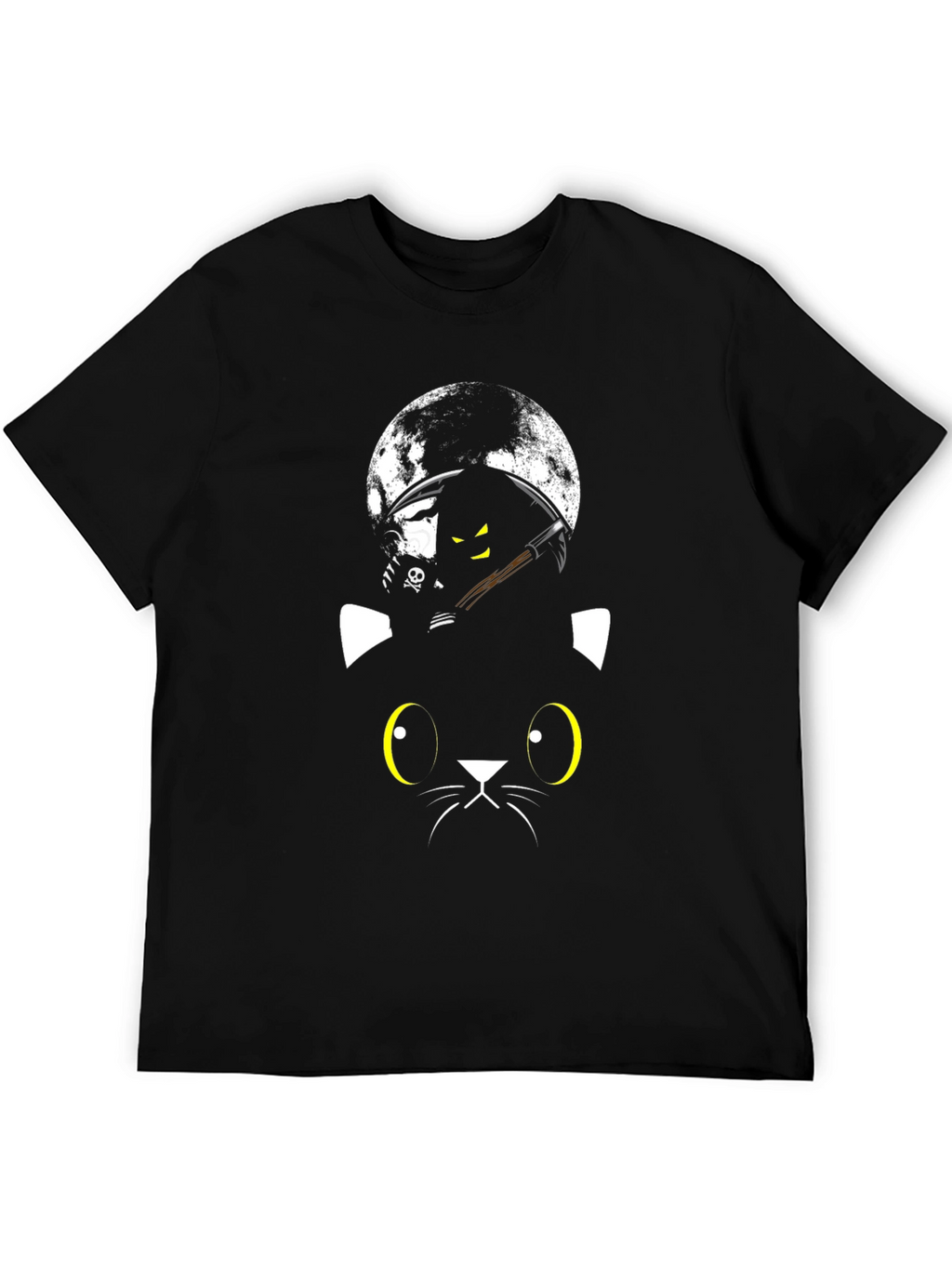 Black Cat Grim Reaper Moon T-Shirt - Halloween Style