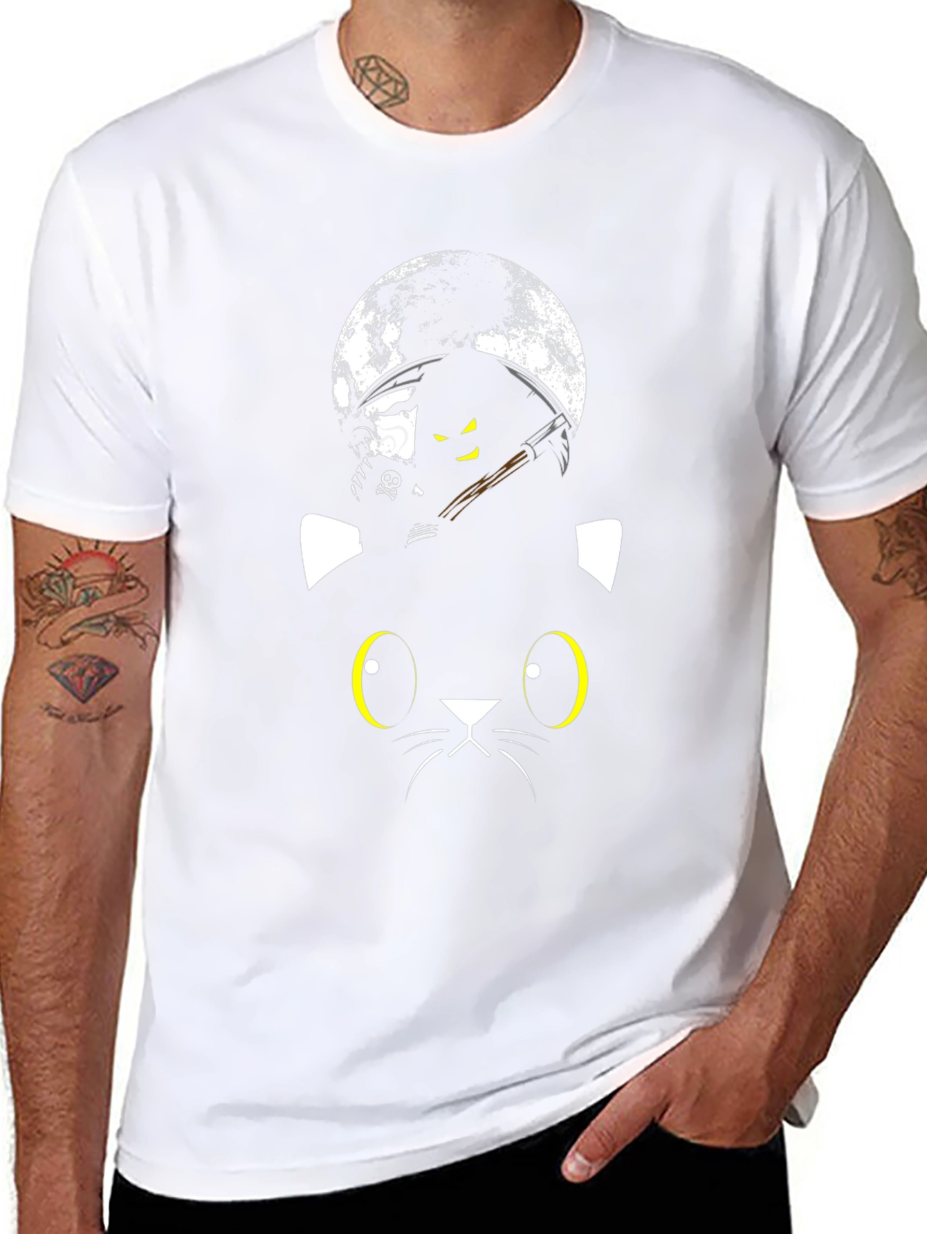 Black Cat Grim Reaper Moon T-Shirt - Halloween Style