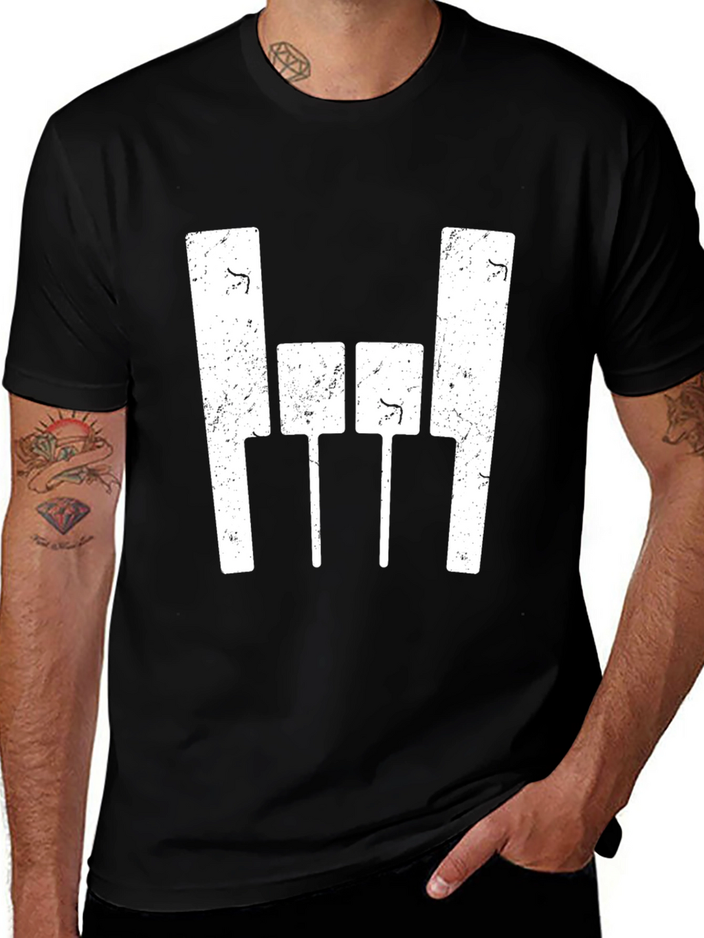 Black T-Shirt with Abstract White Graphic Design