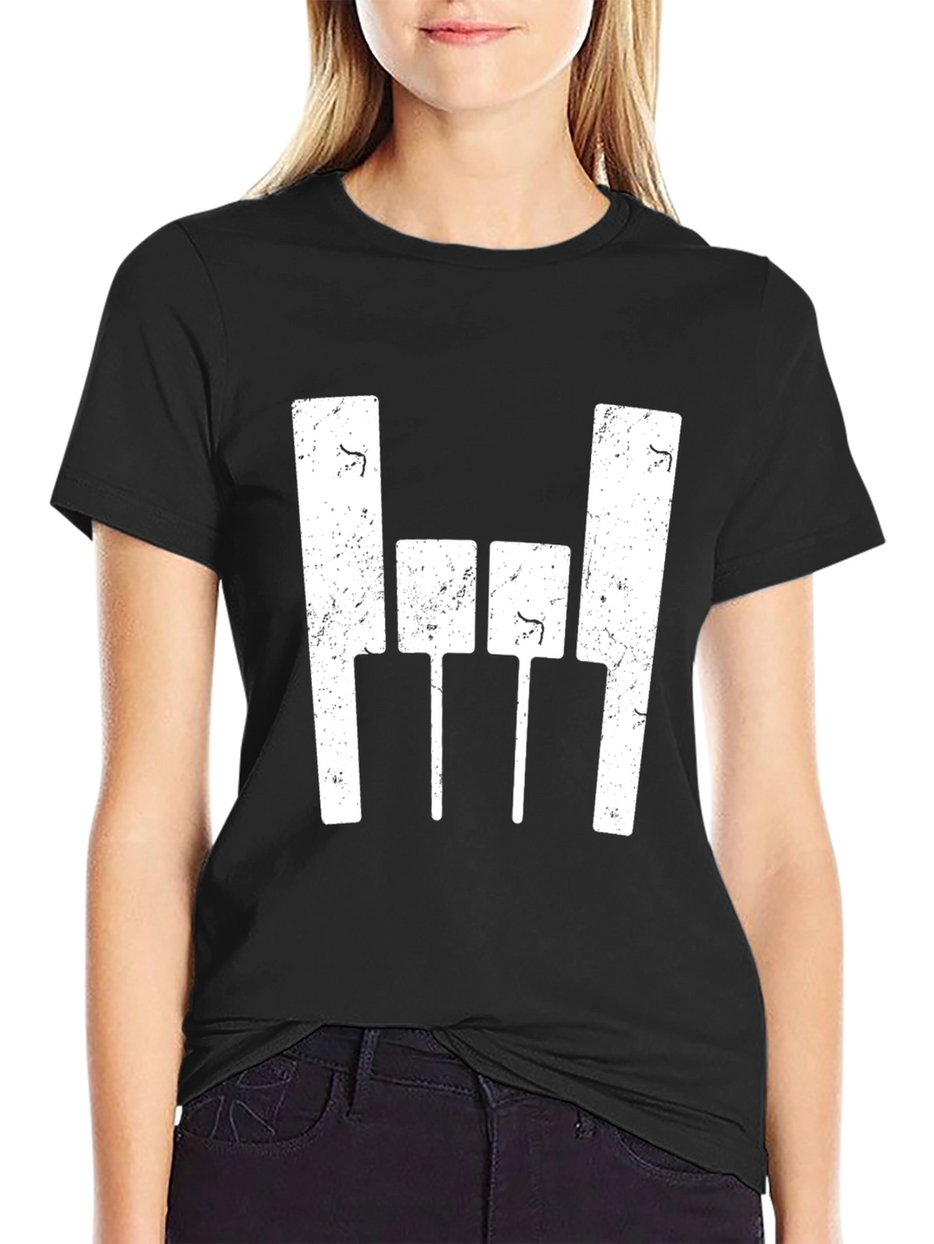 Black T-Shirt with Abstract White Graphic Design