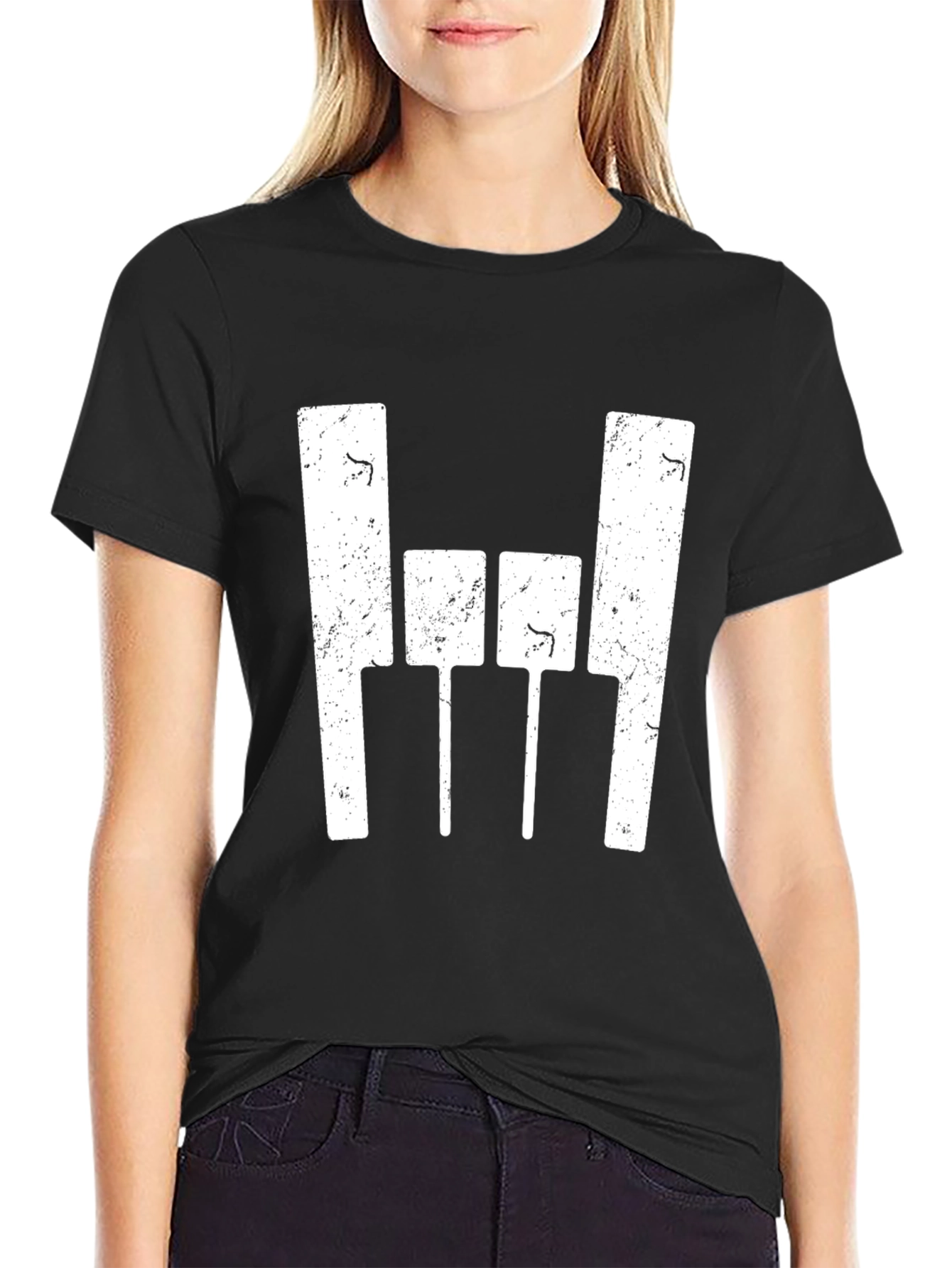 Black T-Shirt with Abstract White Graphic Design