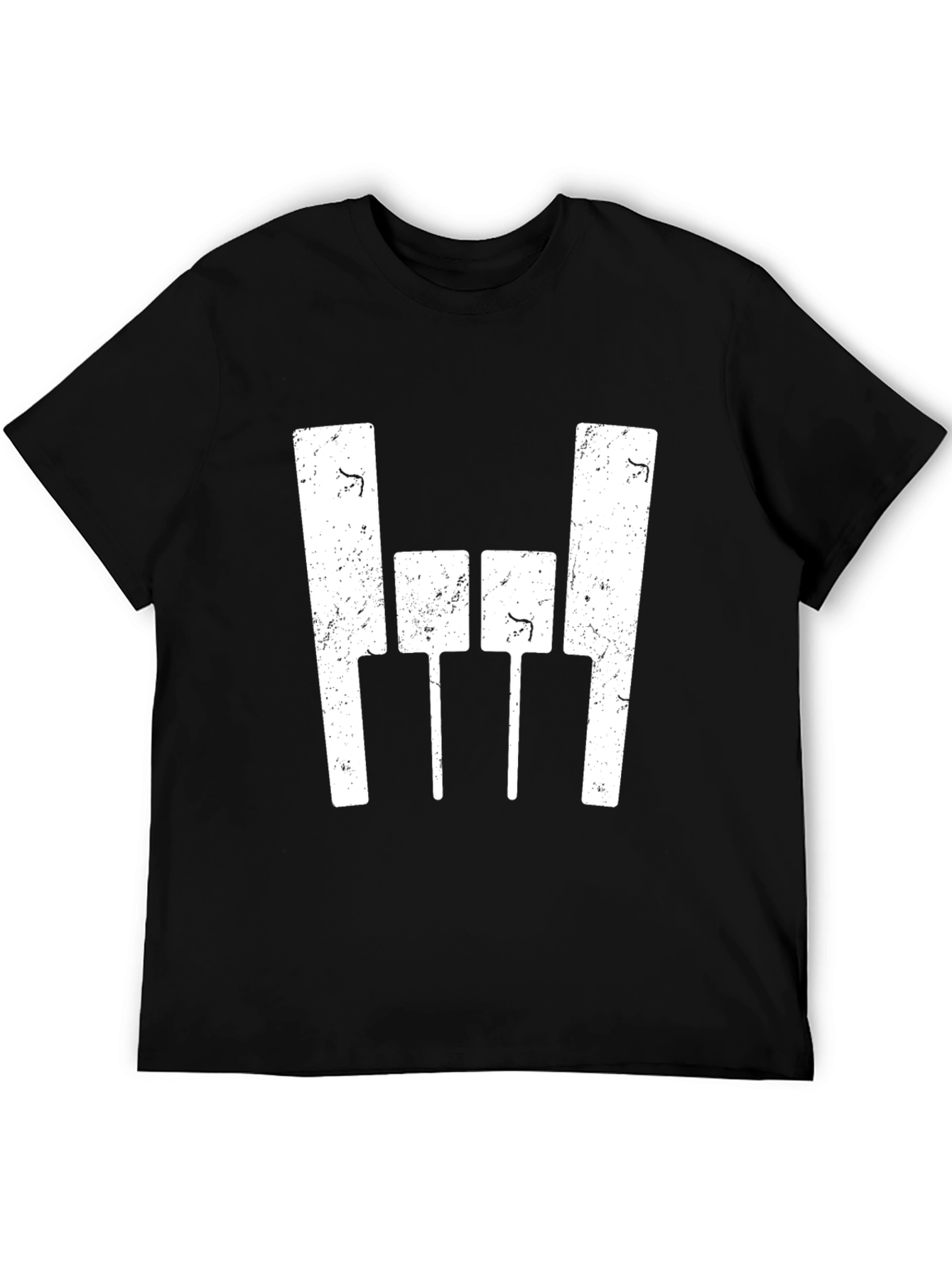 Black T-Shirt with Abstract White Graphic Design
