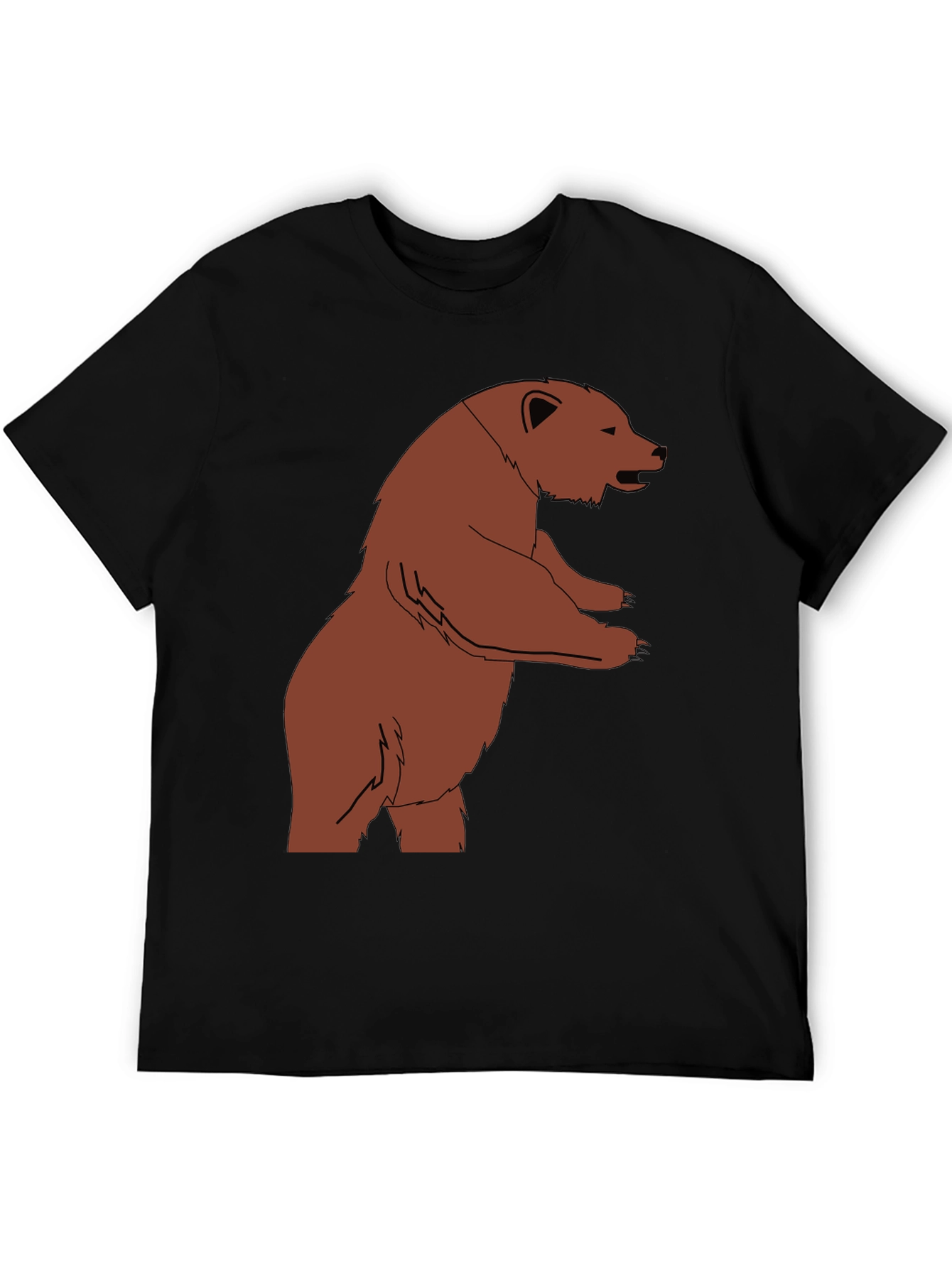 Bear Graphic Print Black T-Shirt