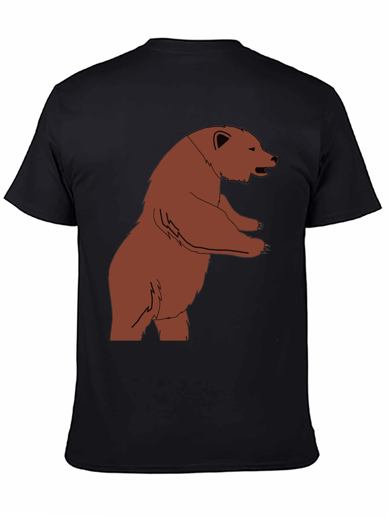Bear Graphic Print Black T-Shirt