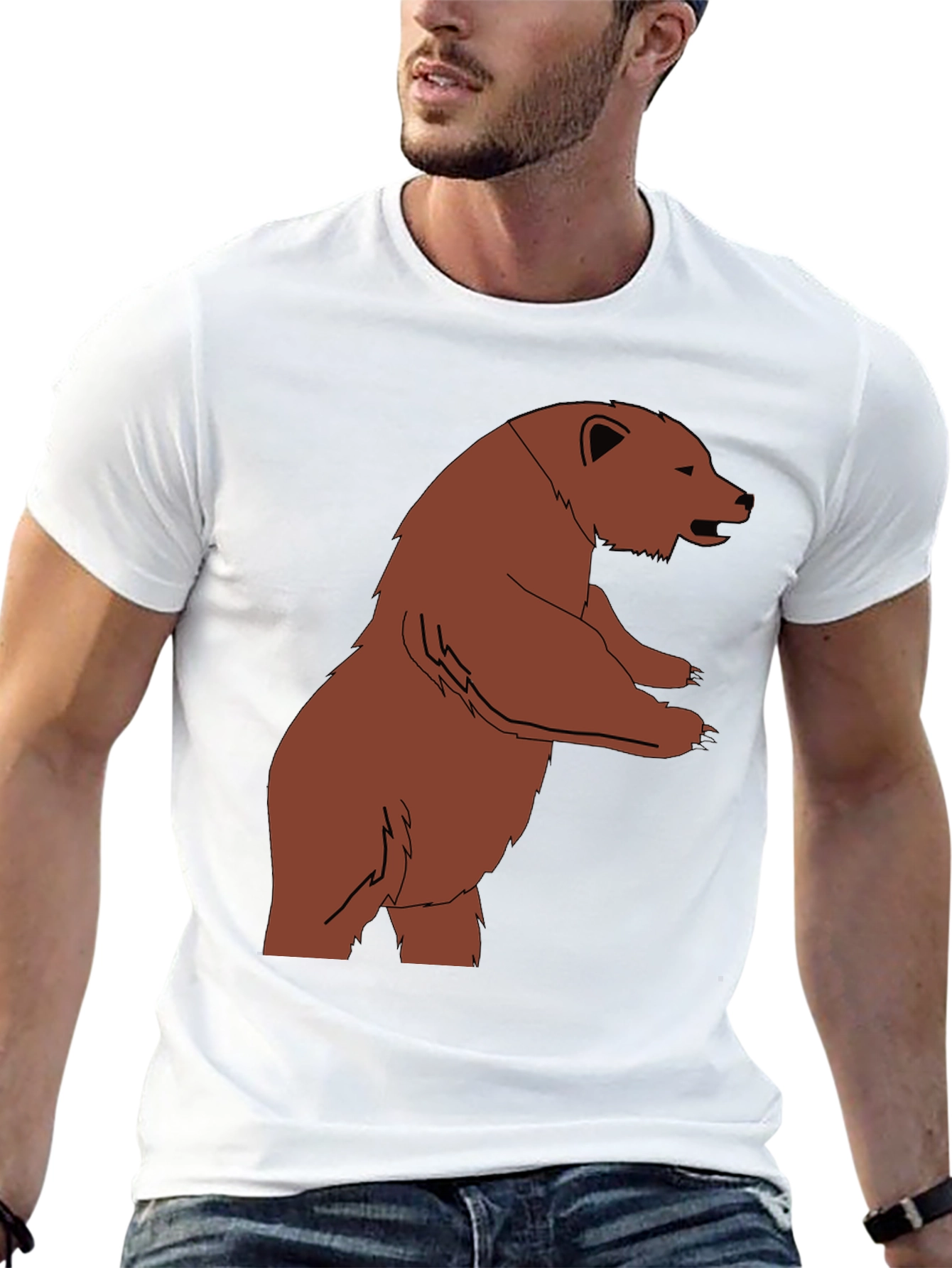 Bear Graphic Print Black T-Shirt