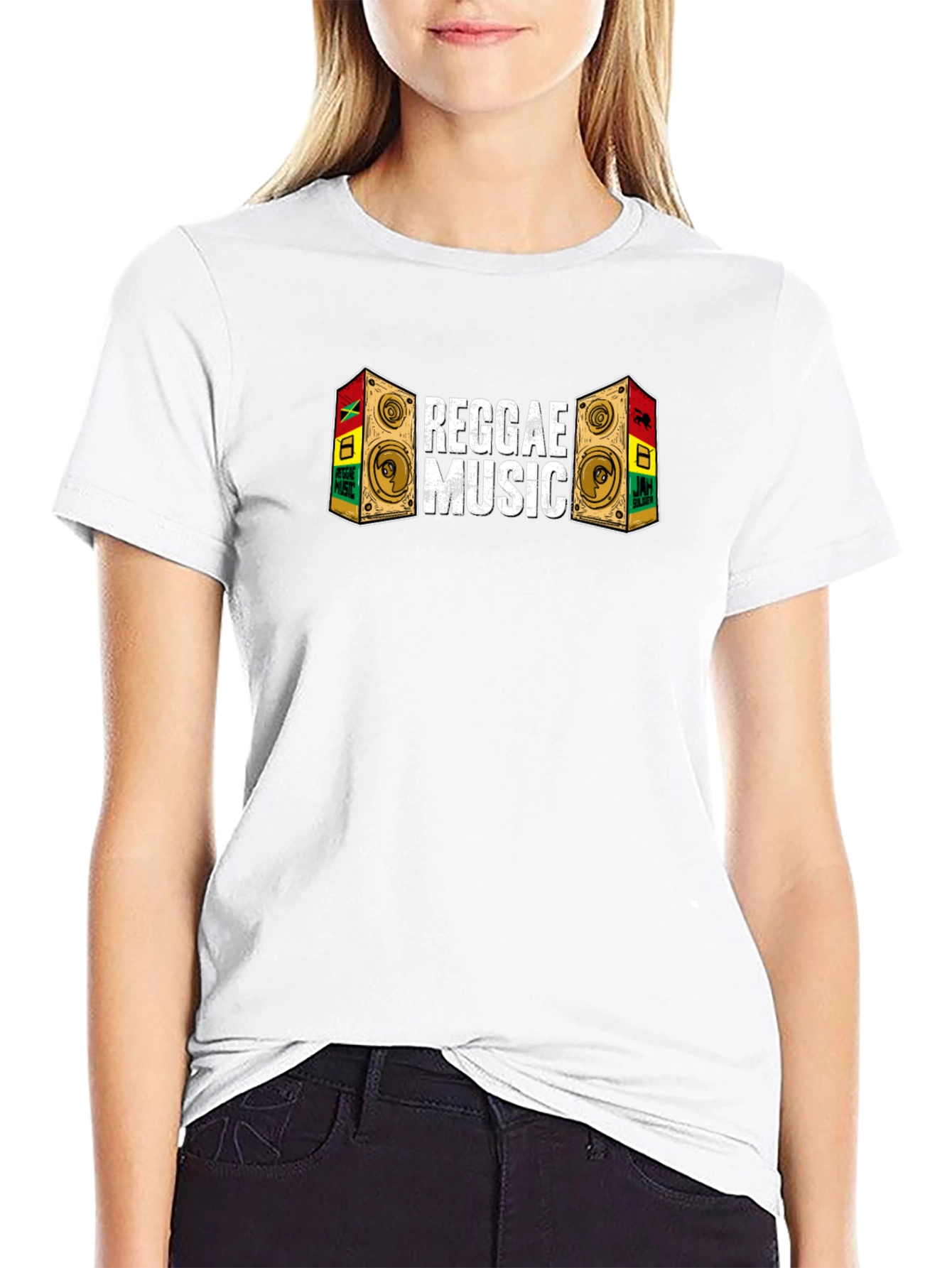 Reggae Music Speaker Graphic Black T-Shirt