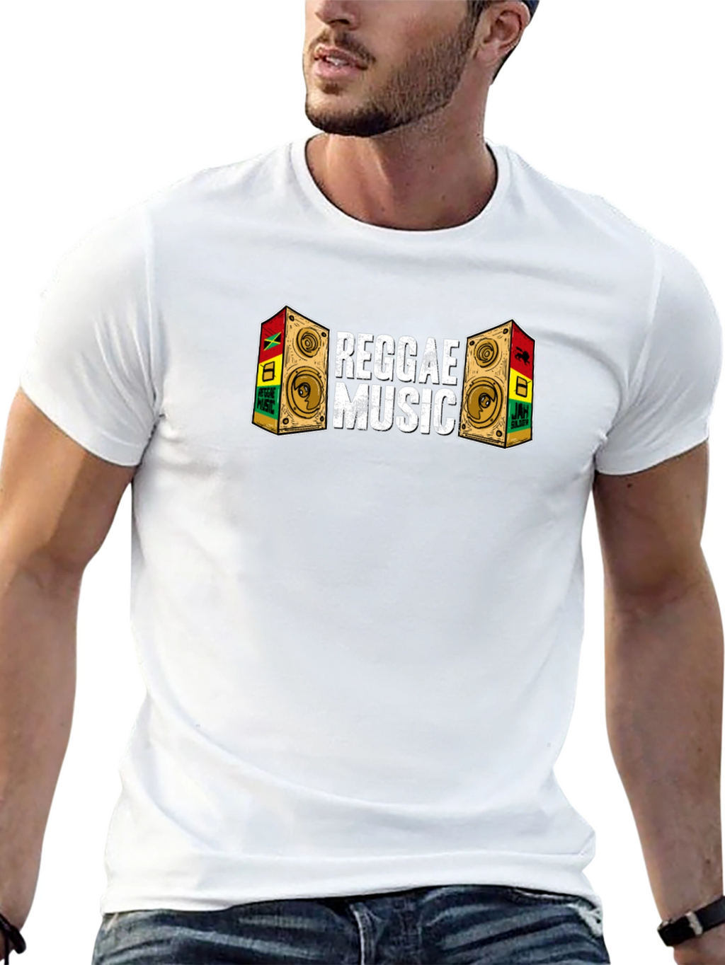 Reggae Music Speaker Graphic Black T-Shirt