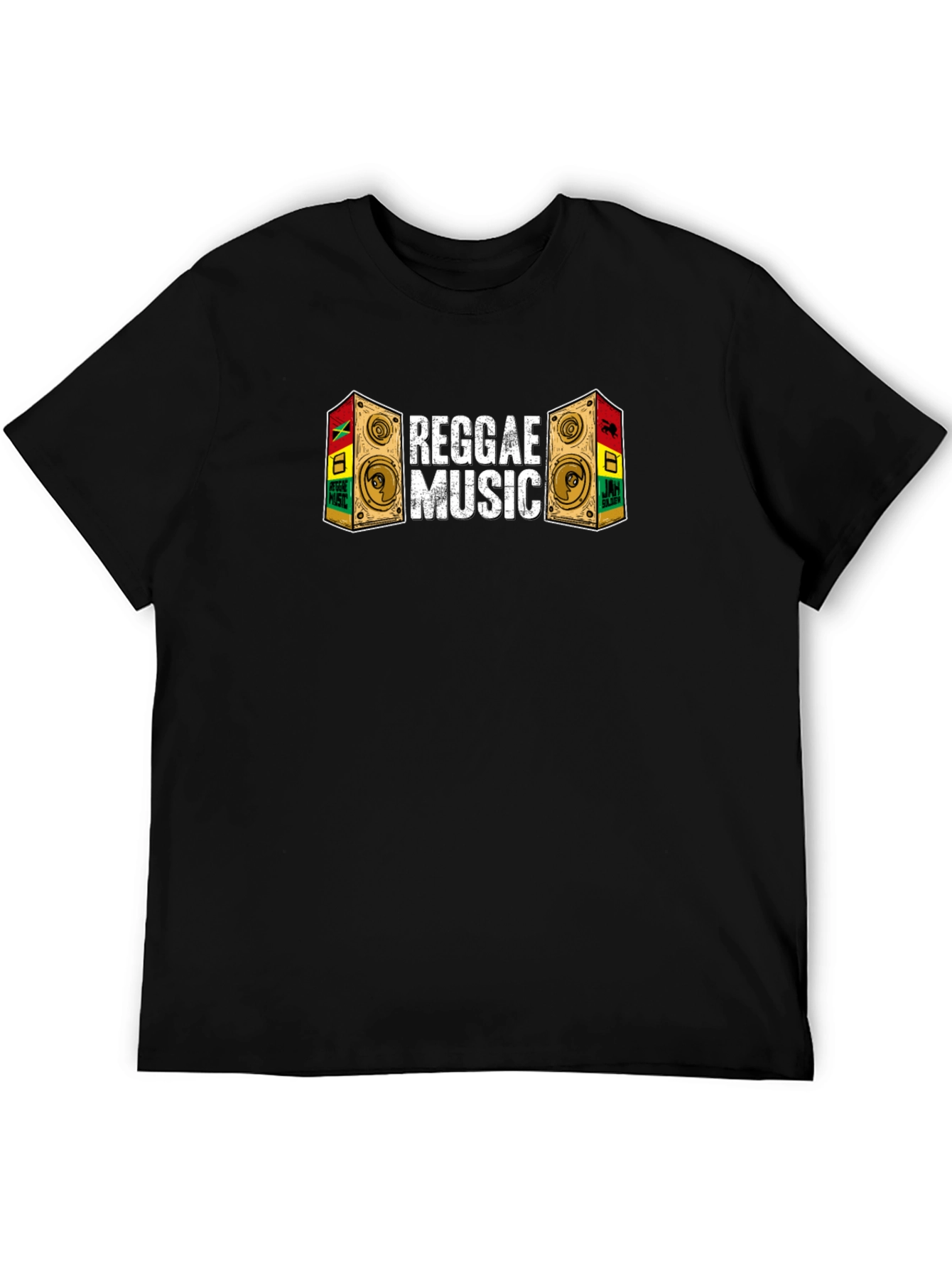 Reggae Music Speaker Graphic Black T-Shirt