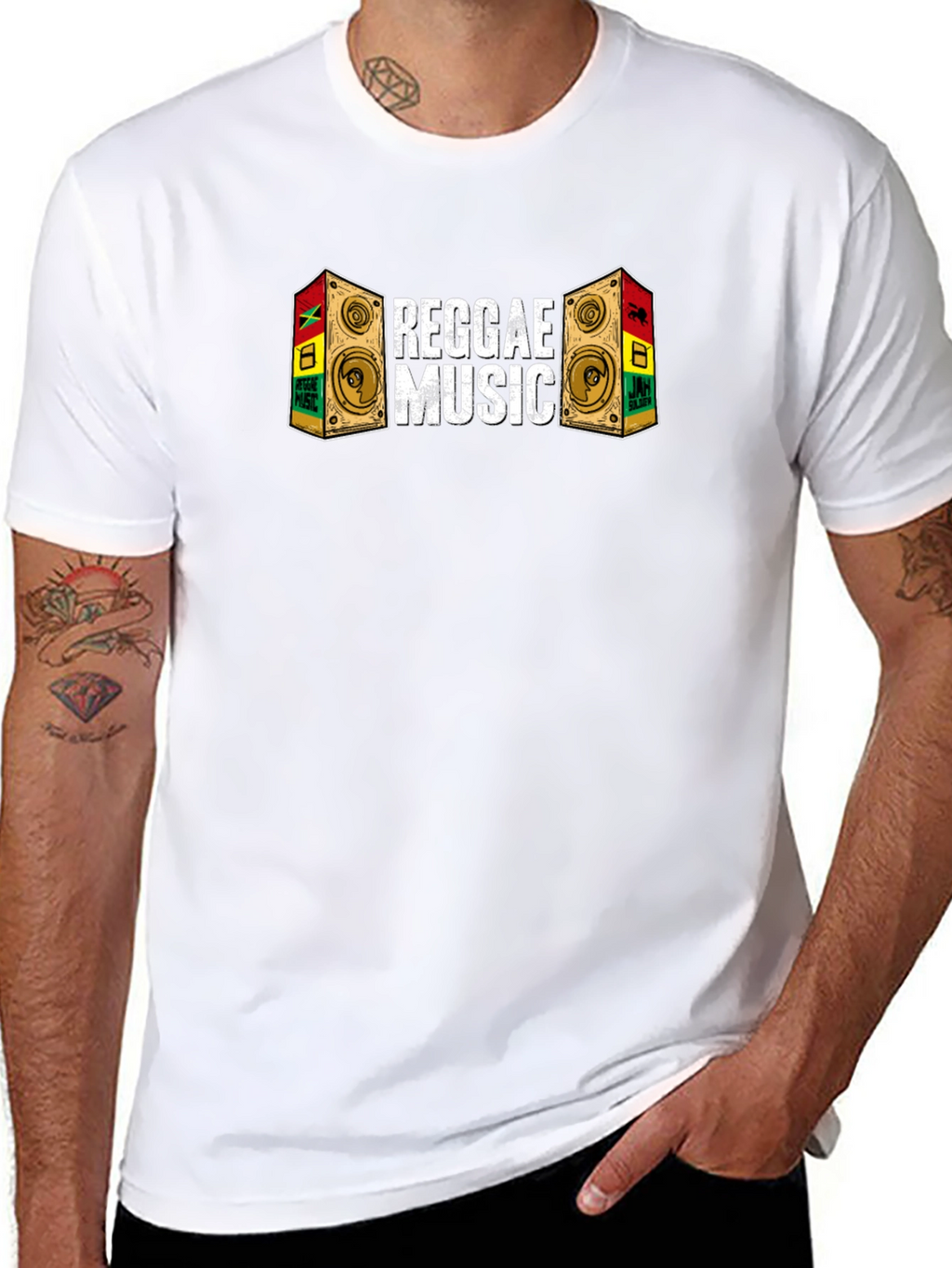 Reggae Music Speaker Graphic Black T-Shirt