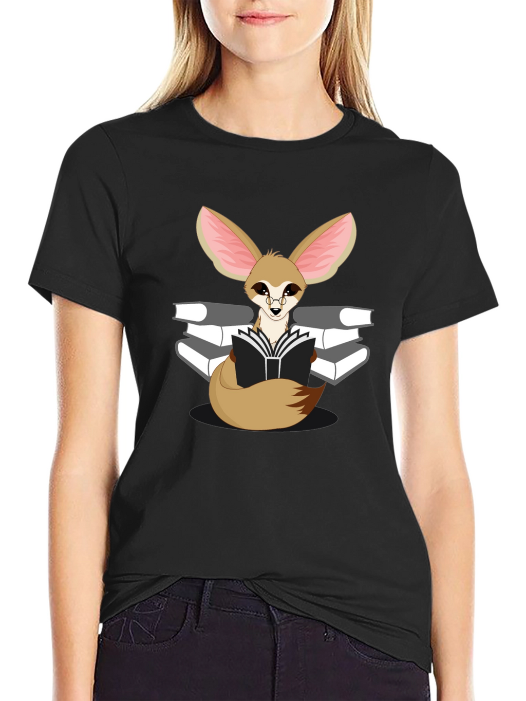 Reading Fox Graphic Tee - Black Unisex T-Shirt