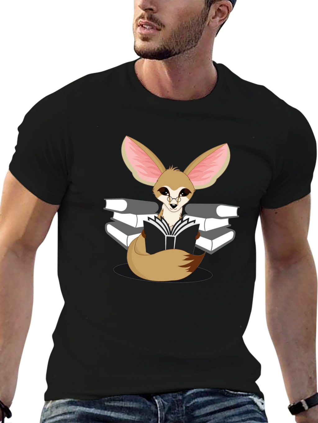 Reading Fox Graphic Tee - Black Unisex T-Shirt