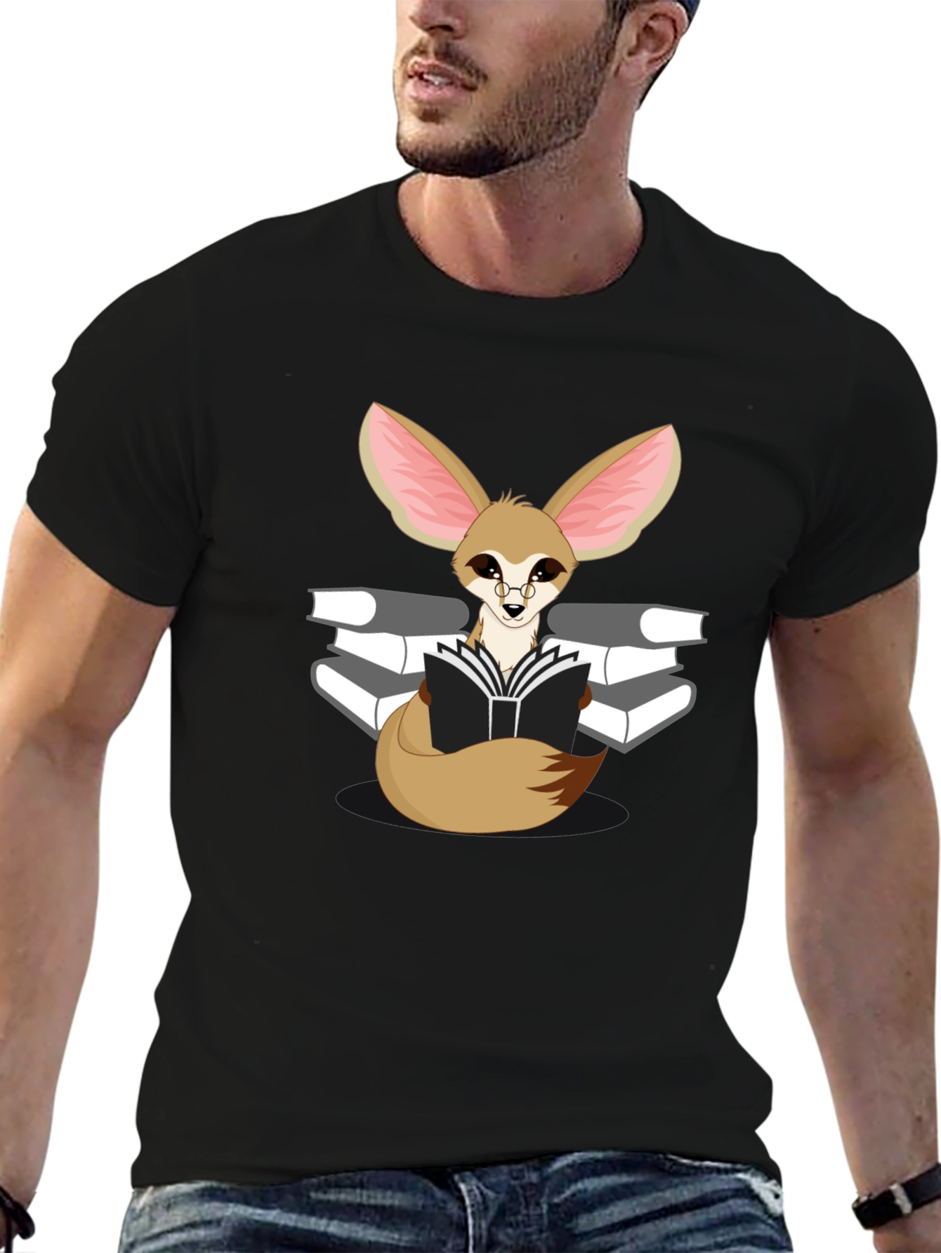 Reading Fox Graphic Tee - Black Unisex T-Shirt