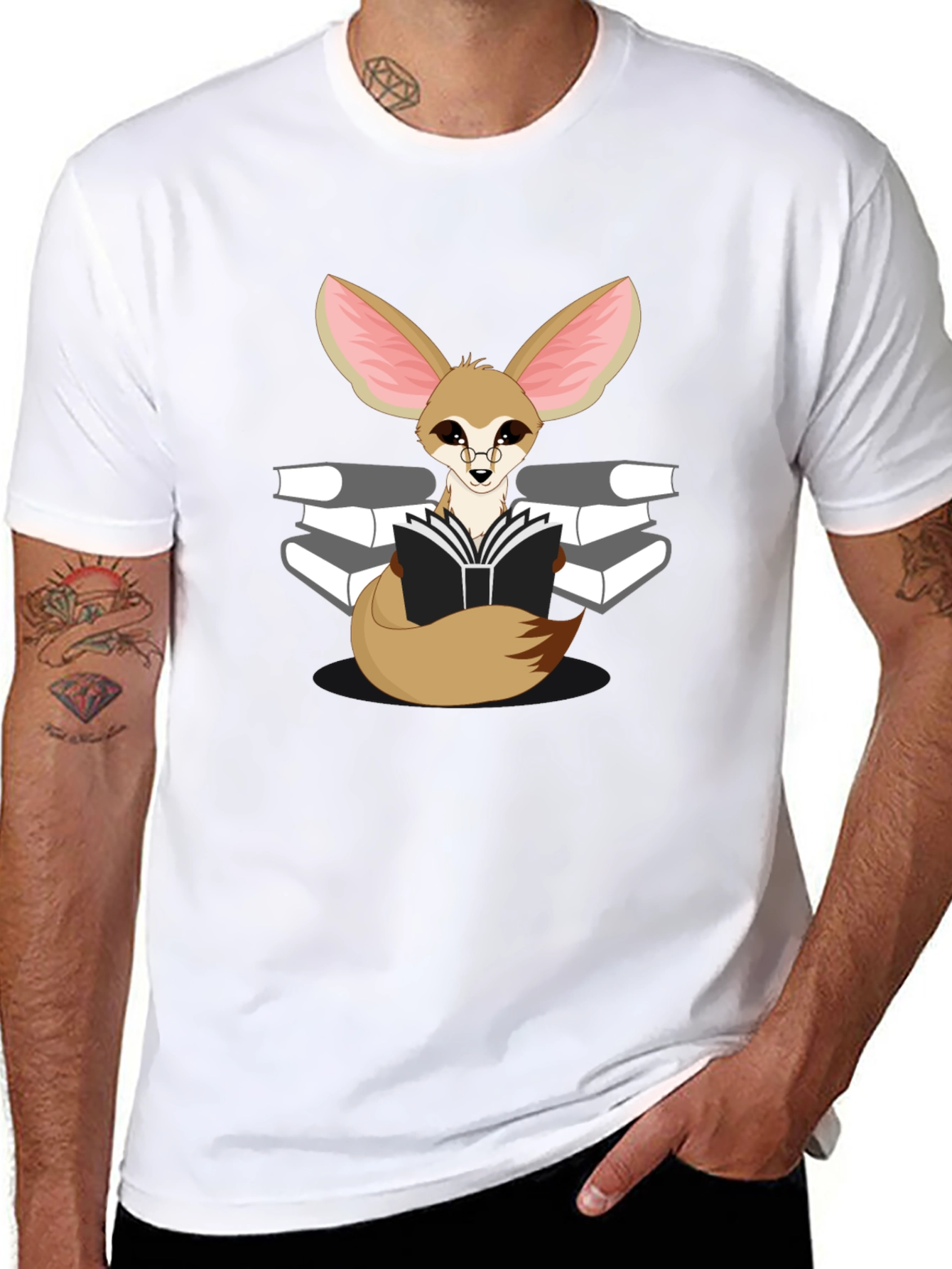 Reading Fox Graphic Tee - Black Unisex T-Shirt