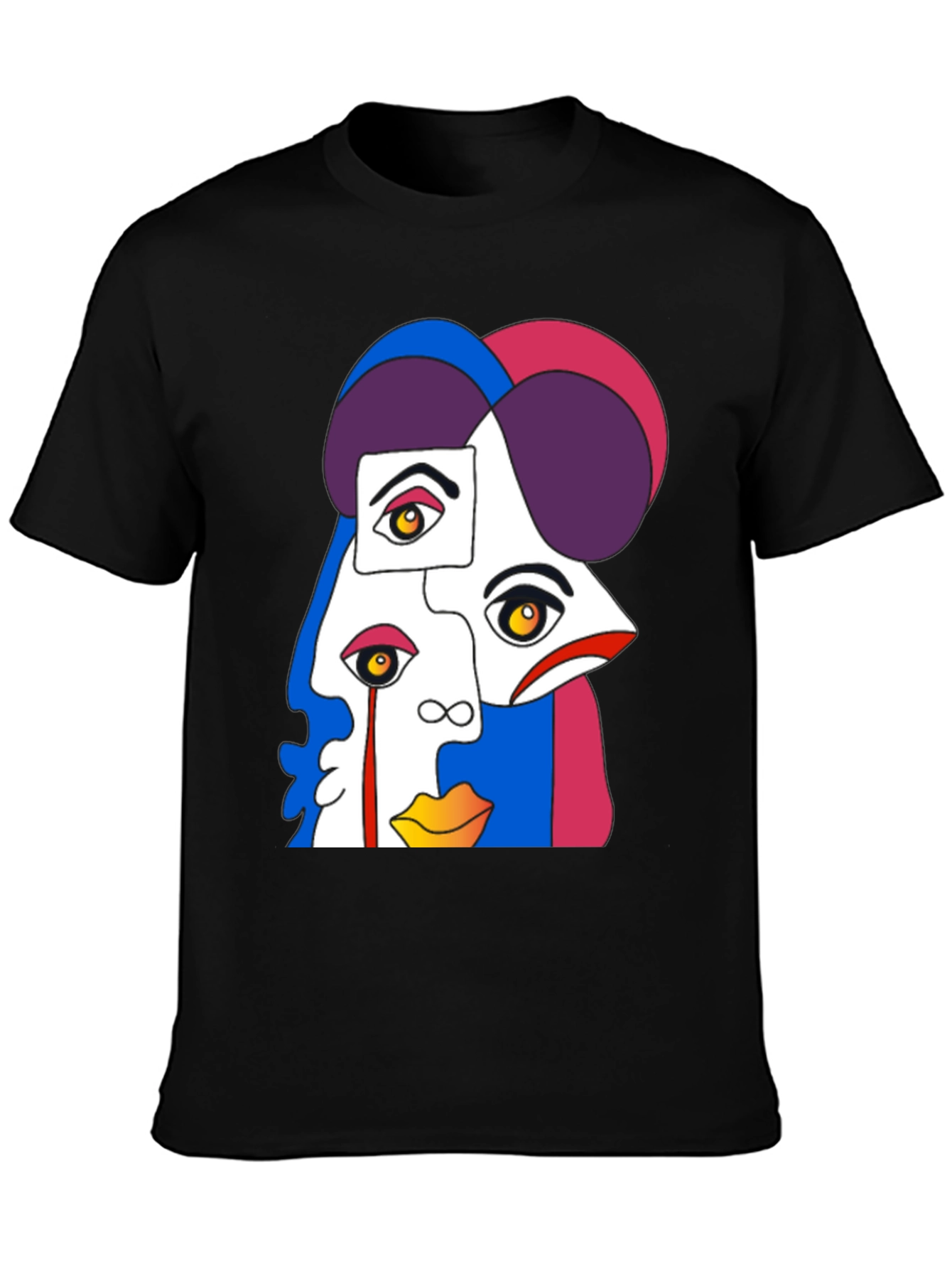 Abstract Face Graphic Tee - Modern Art Style Shirt