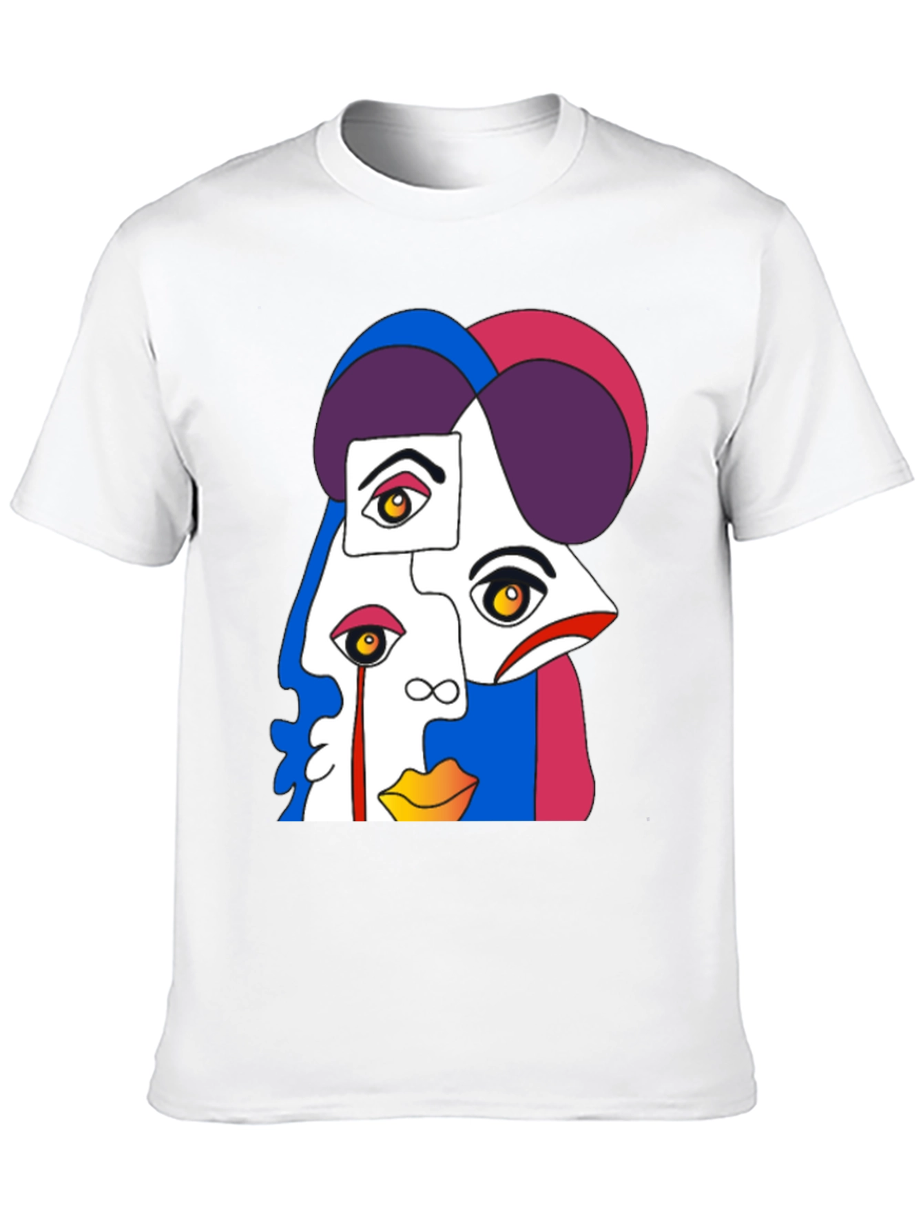 Abstract Face Graphic Tee - Modern Art Style Shirt