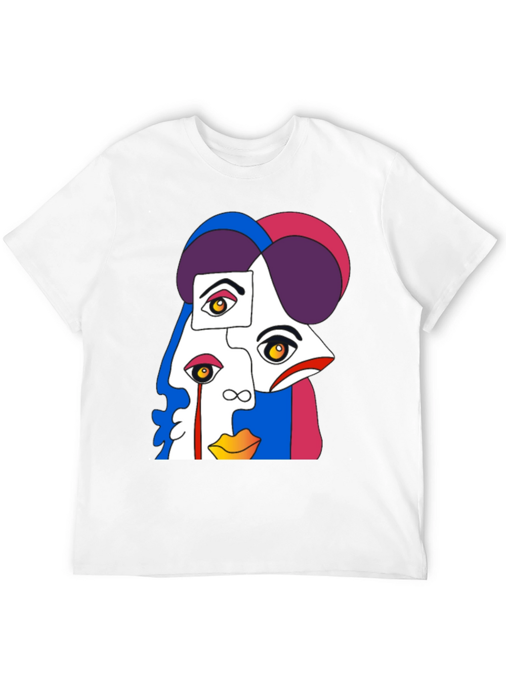 Abstract Face Graphic Tee - Modern Art Style Shirt