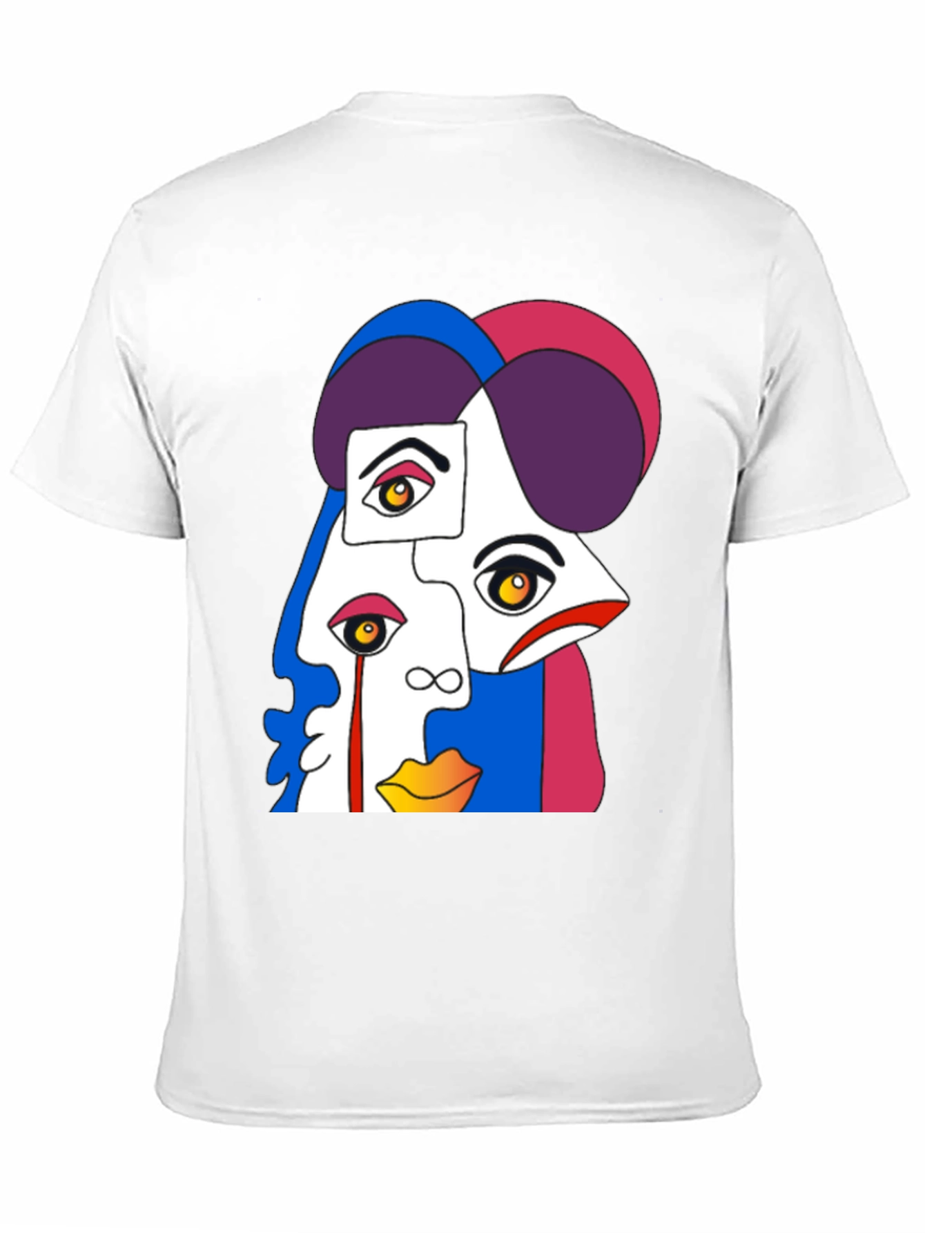 Abstract Face Graphic Tee - Modern Art Style Shirt