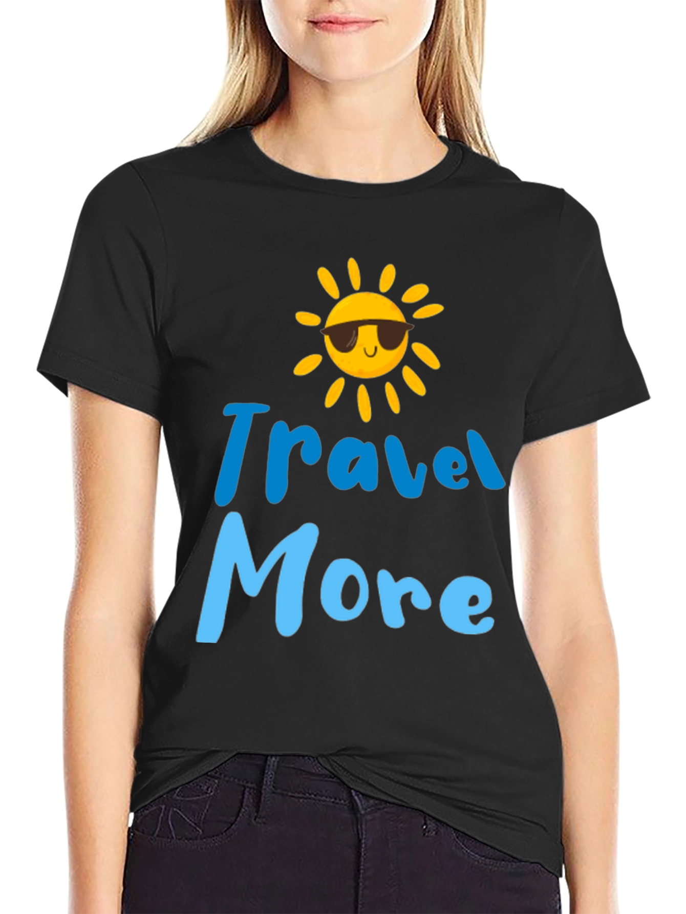 Travel More Graphic Tee - Black Short Sleeve