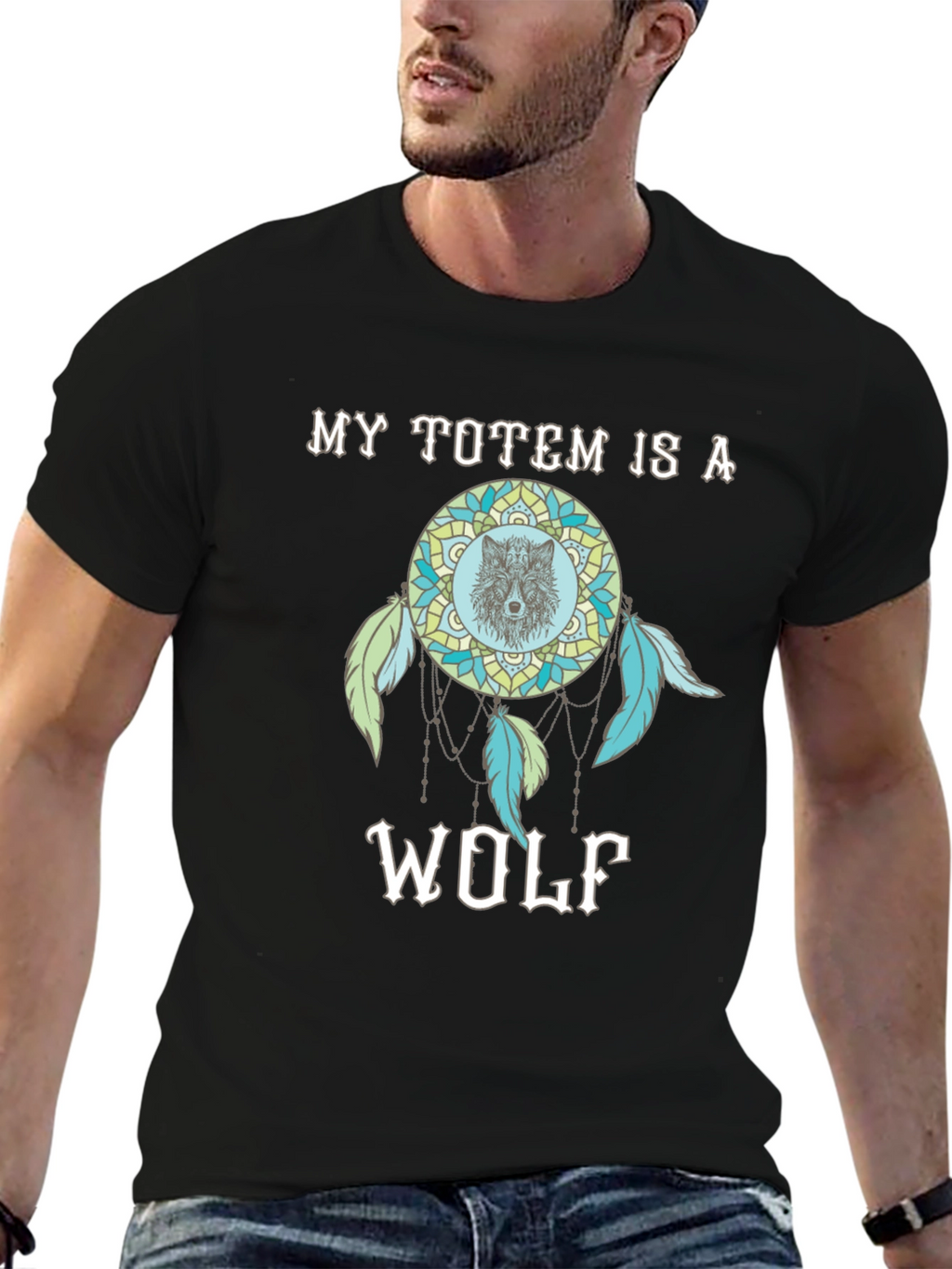 Wolf Totem Dreamcatcher Graphic T-Shirt