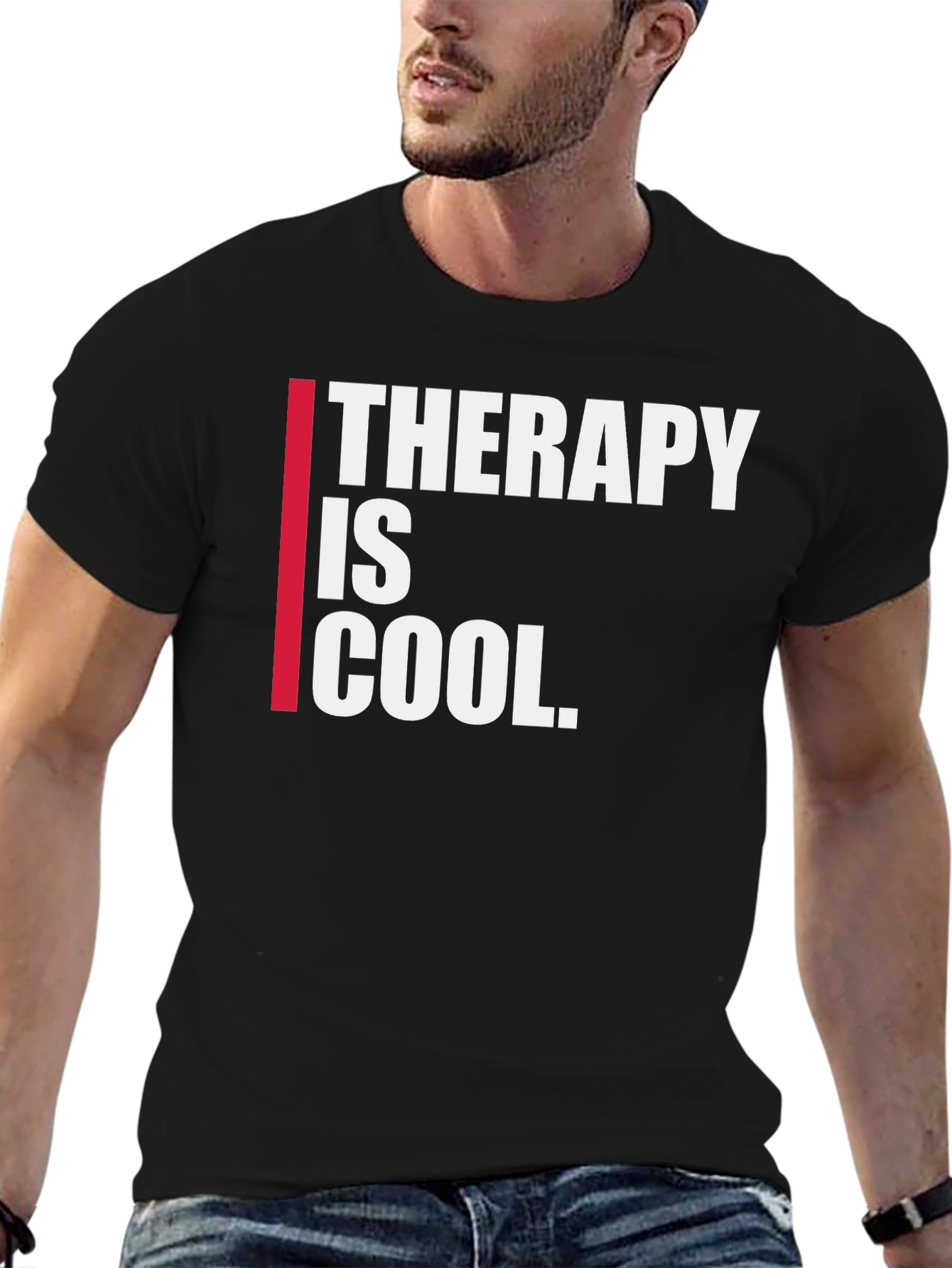 Therapy is Cool Graphic Tee - Trendy Black T-Shirt