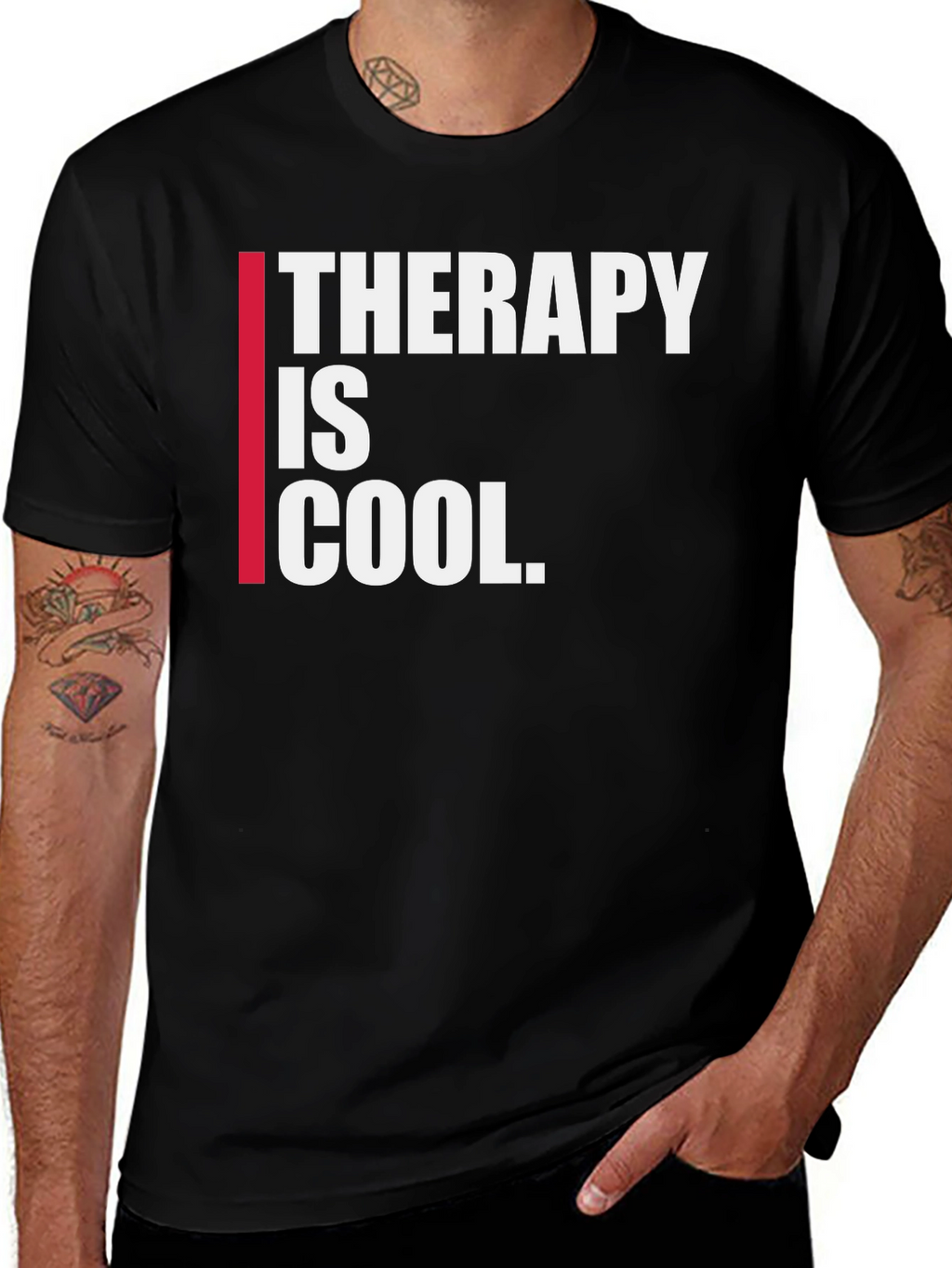Therapy is Cool Graphic Tee - Trendy Black T-Shirt