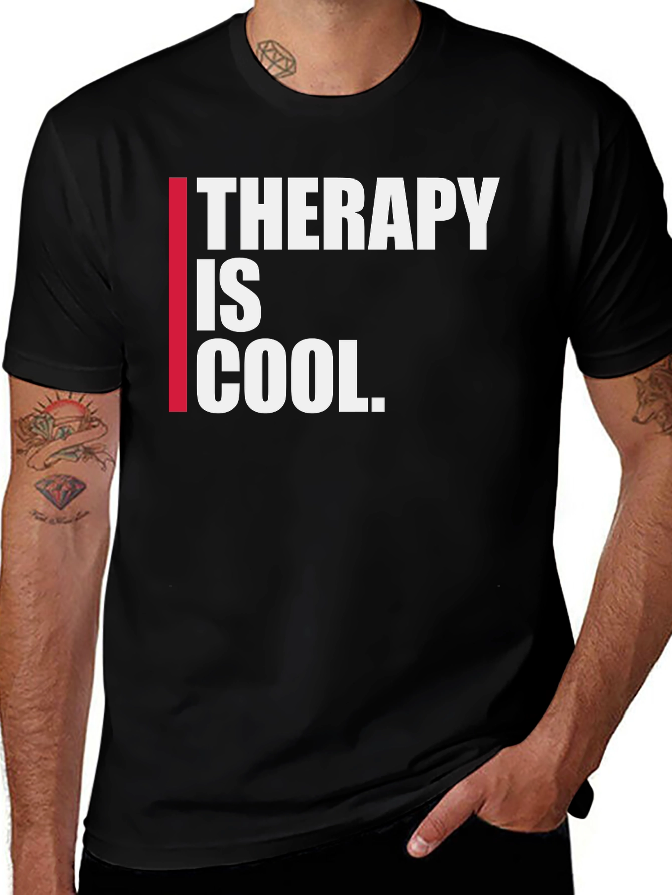 Therapy is Cool Graphic Tee - Trendy Black T-Shirt