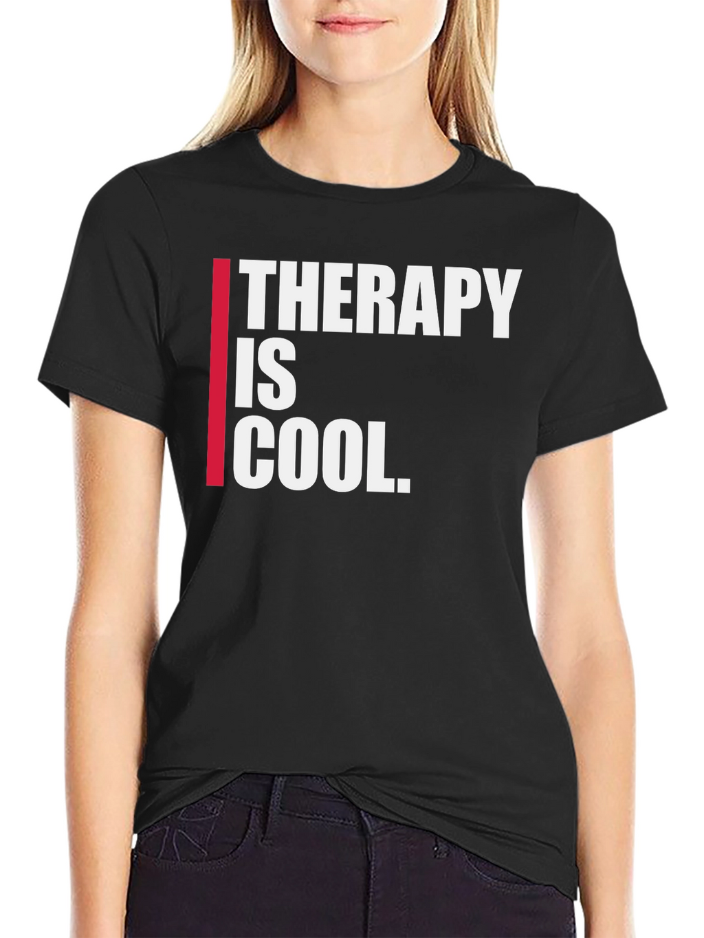 Therapy is Cool Graphic Tee - Trendy Black T-Shirt