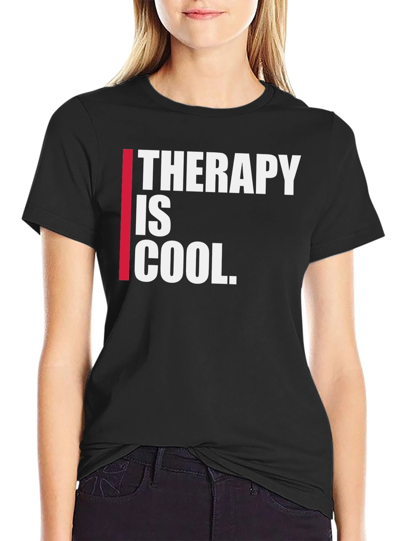 Therapy is Cool Graphic Tee - Trendy Black T-Shirt