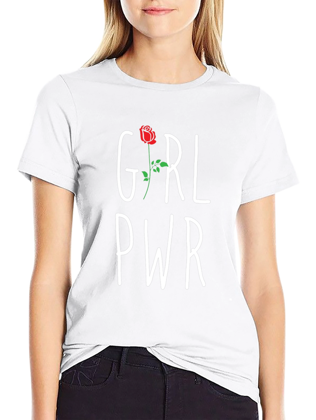 Girl Power Rose Graphic Tee - Empowering Womens T-Shirt