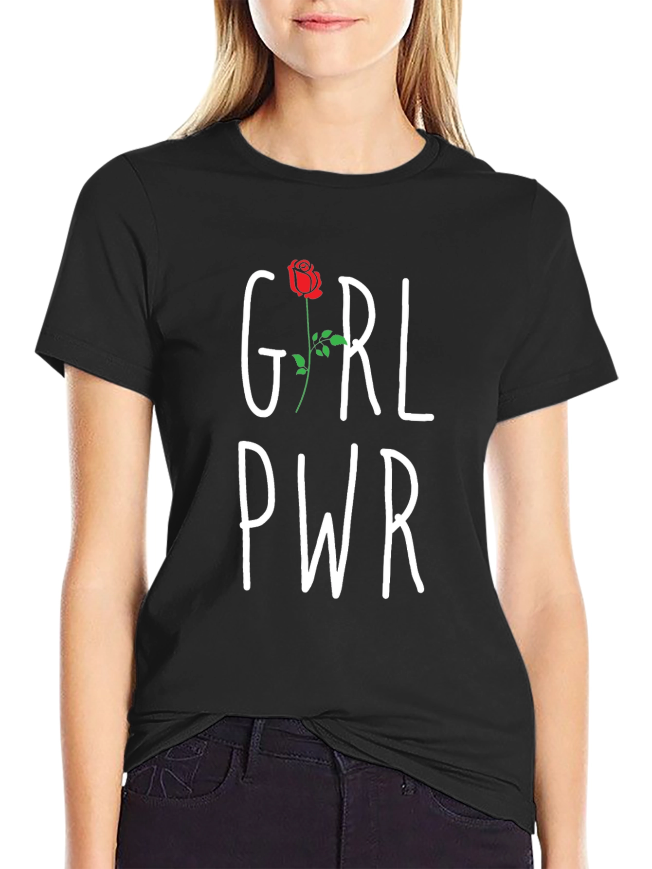 Girl Power Rose Graphic Tee - Empowering Womens T-Shirt