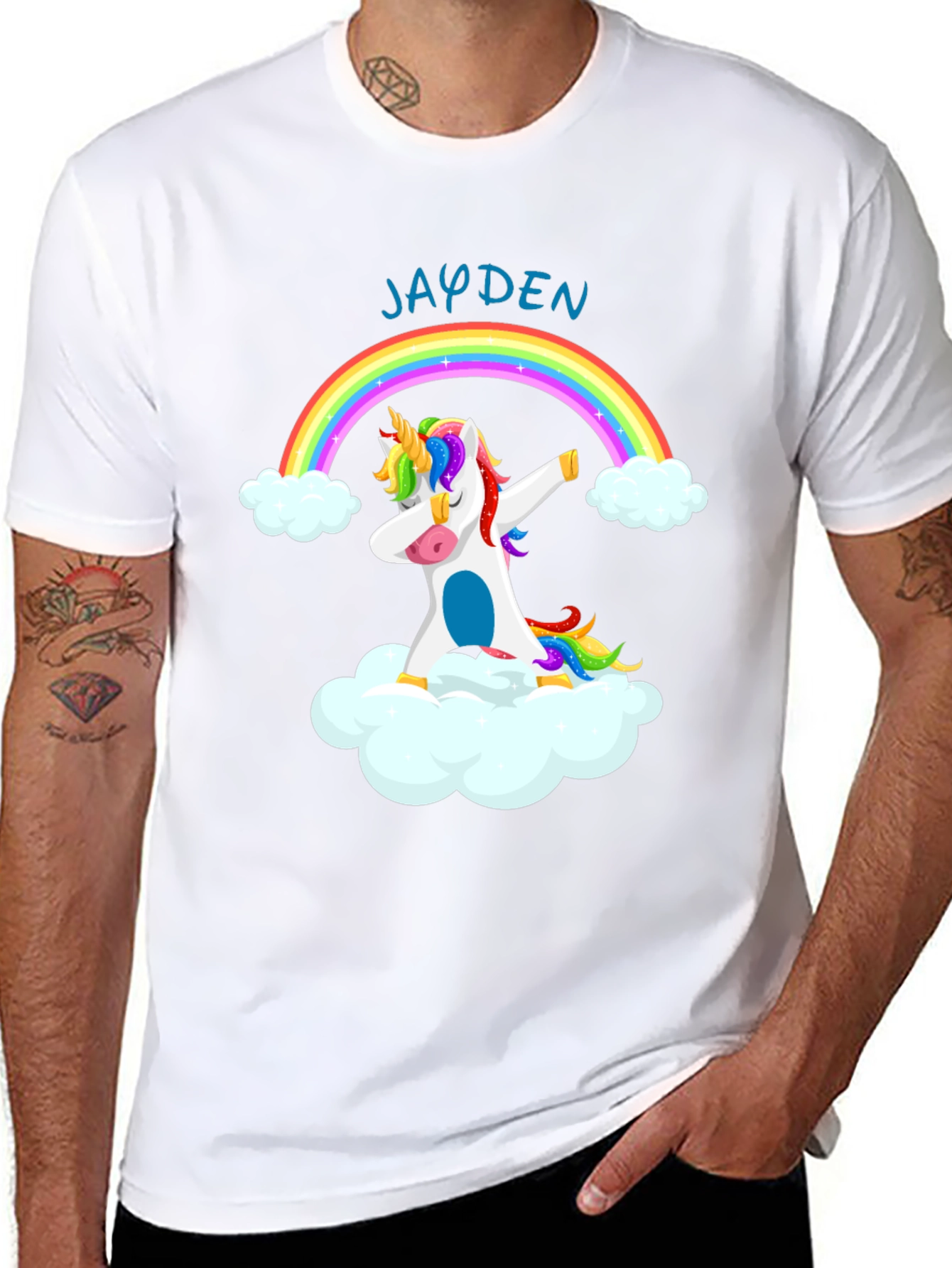 Unicorn Dabbing Rainbow T-Shirt - Personalized
