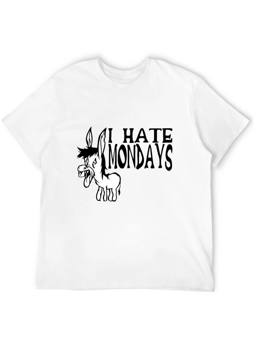 I Hate Mondays Cartoon Donkey Black T-Shirt
