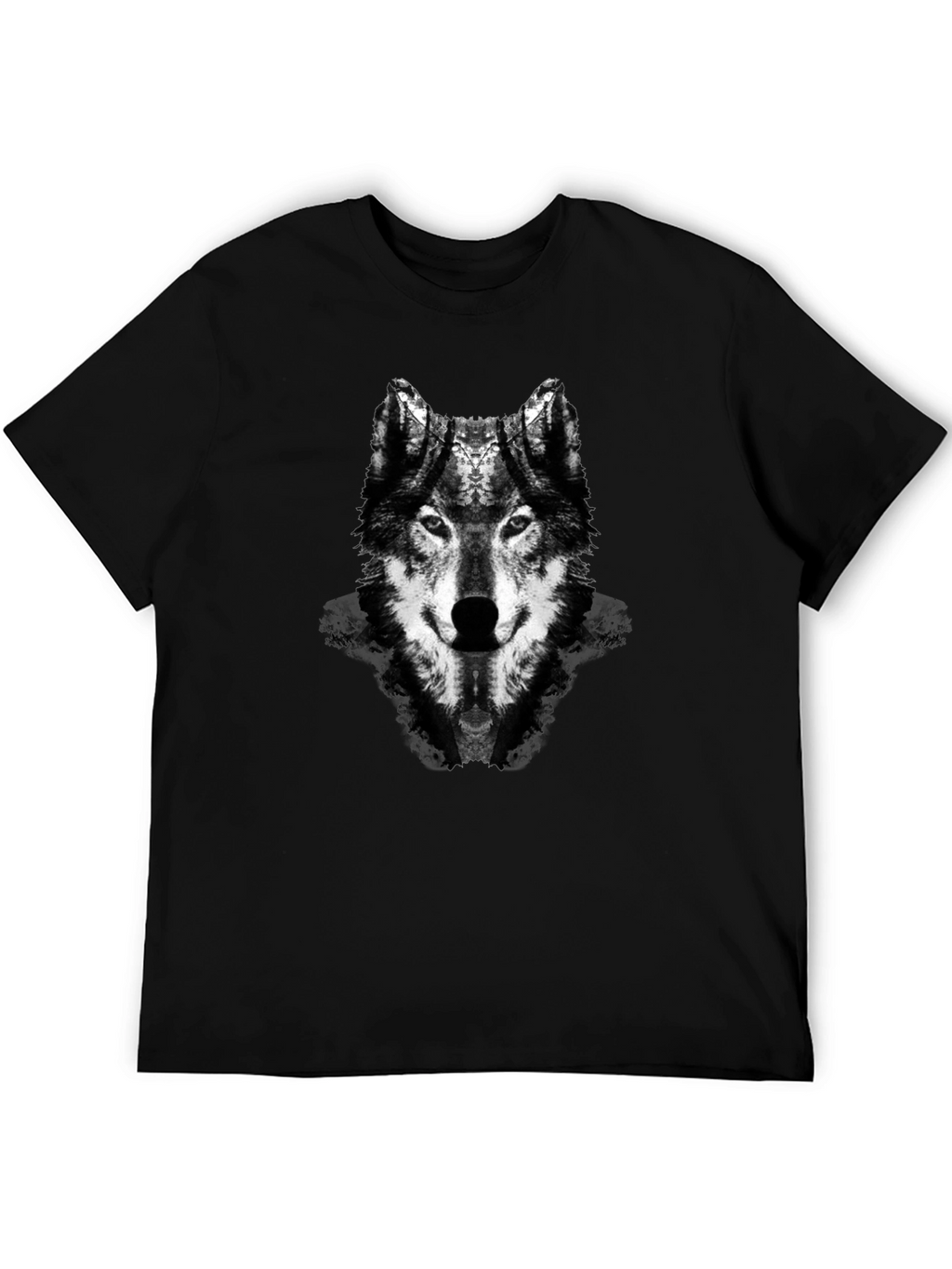 Wolf Graphic Print Black Crew Neck T-Shirt