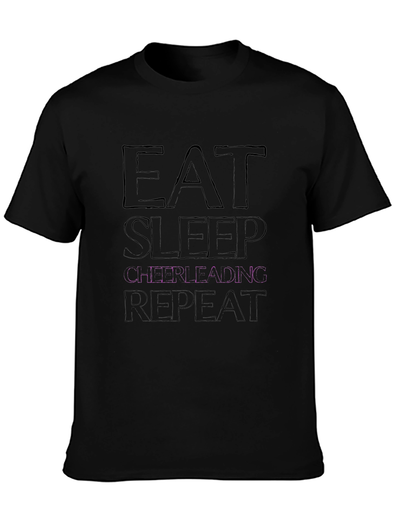 Eat Sleep Cheerleading Repeat Black T-Shirt
