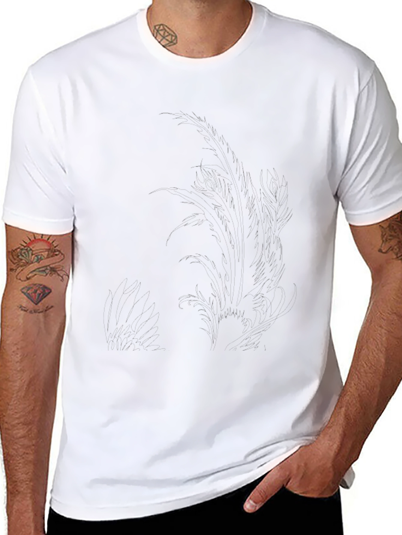 Mens Black Crew Neck Graphic T-Shirt