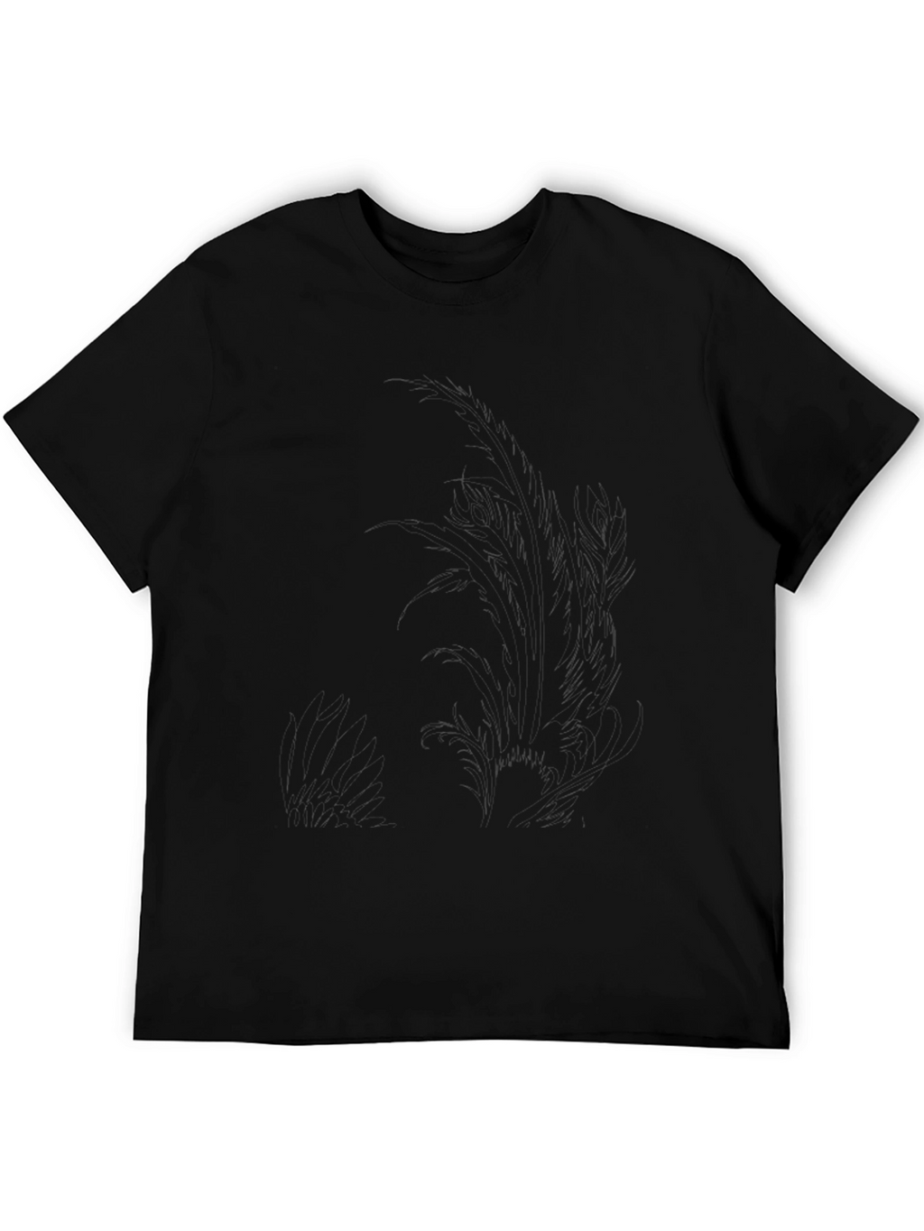 Mens Black Crew Neck Graphic T-Shirt