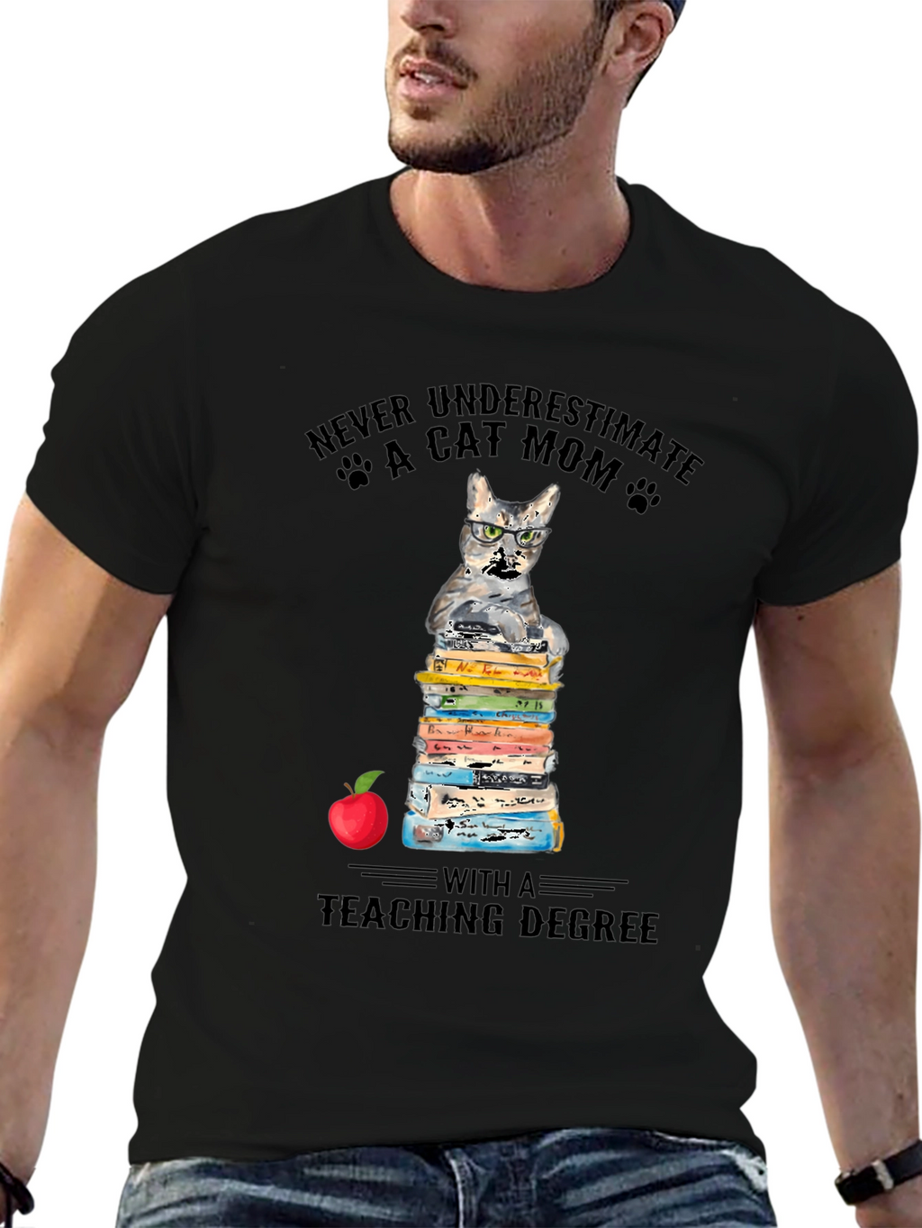 Cat Mom Teaching Degree T-Shirt - Teacher Gift