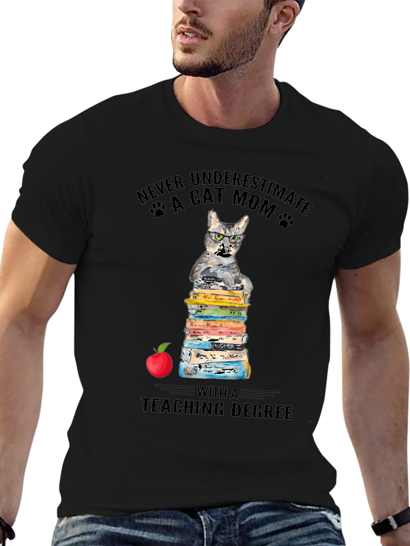 Cat Mom Teaching Degree T-Shirt - Teacher Gift