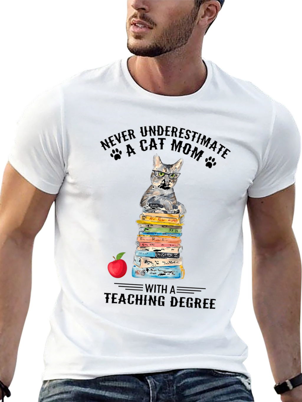 Cat Mom Teaching Degree T-Shirt - Teacher Gift