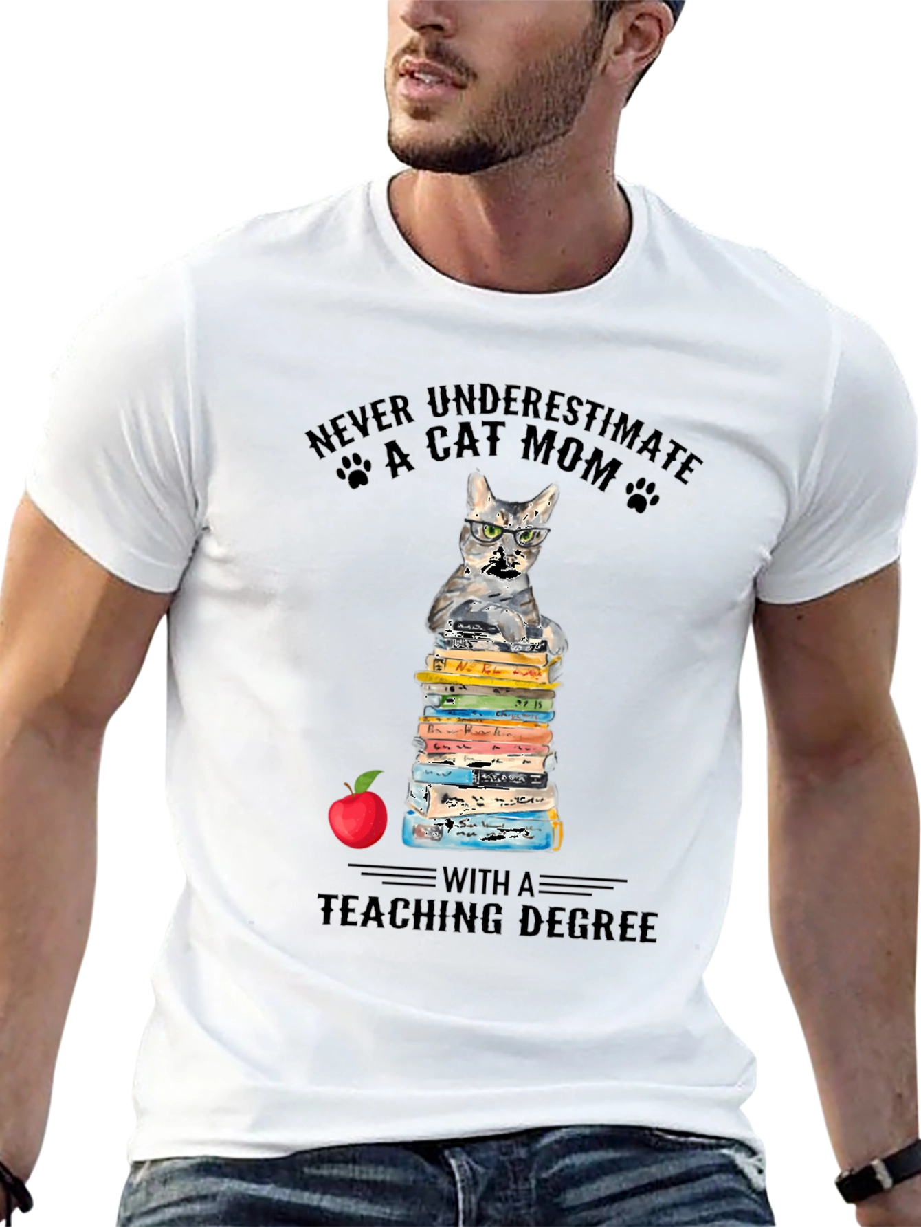 Cat Mom Teaching Degree T-Shirt - Teacher Gift