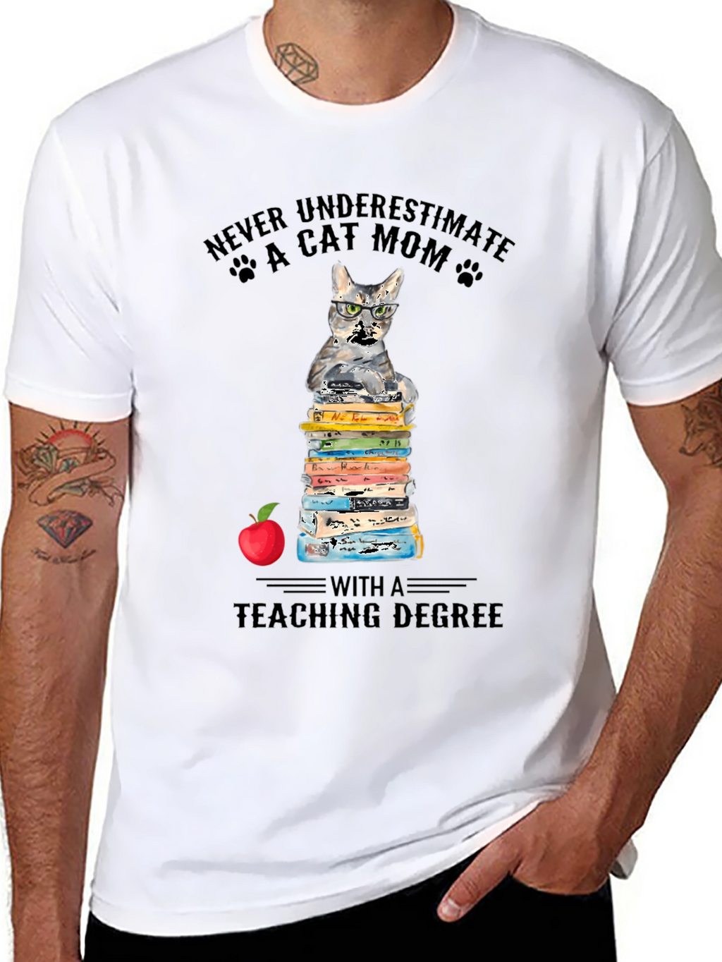 Cat Mom Teaching Degree T-Shirt - Teacher Gift